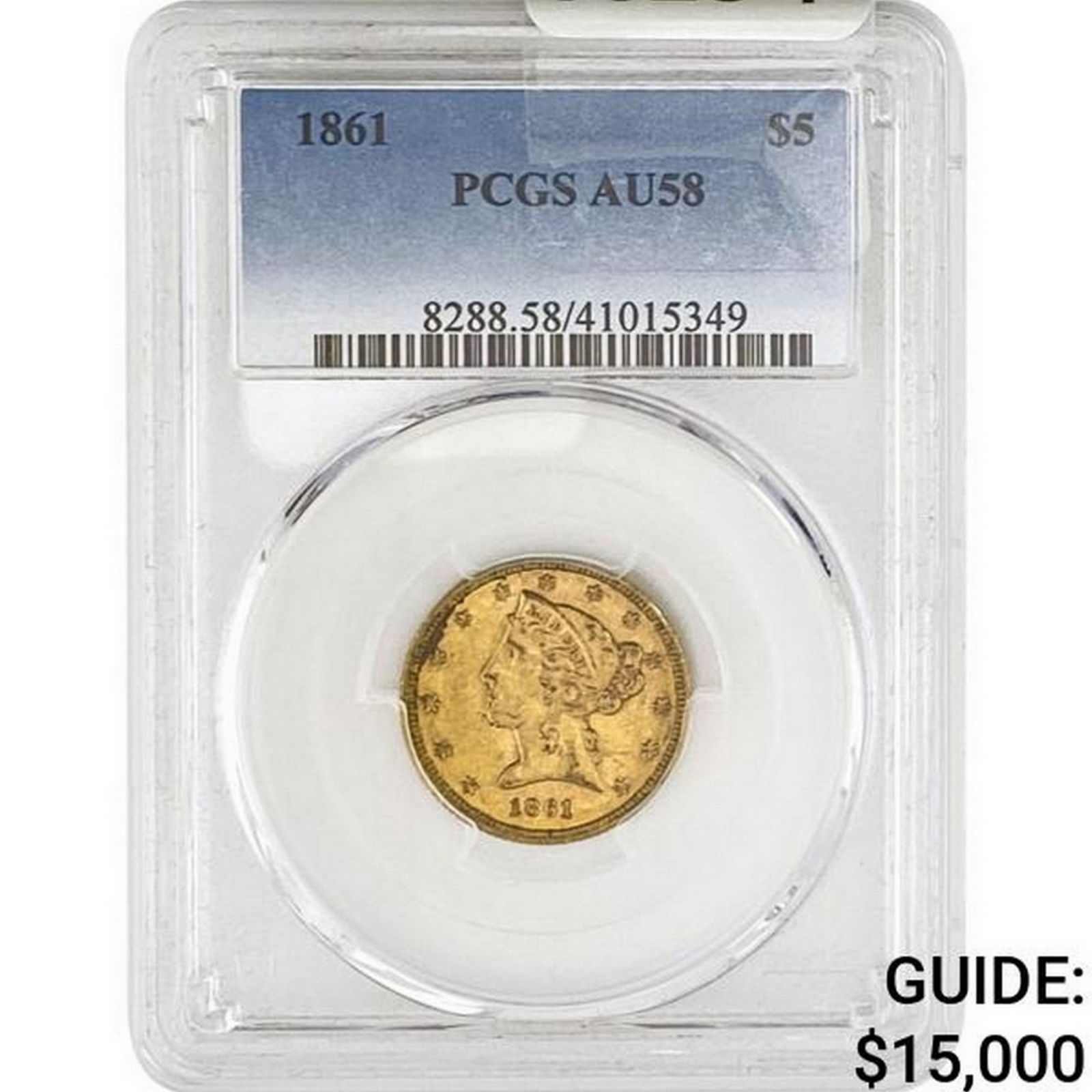 1861 $5 Gold Half Eagle PCGS AU58 (1 of 2)