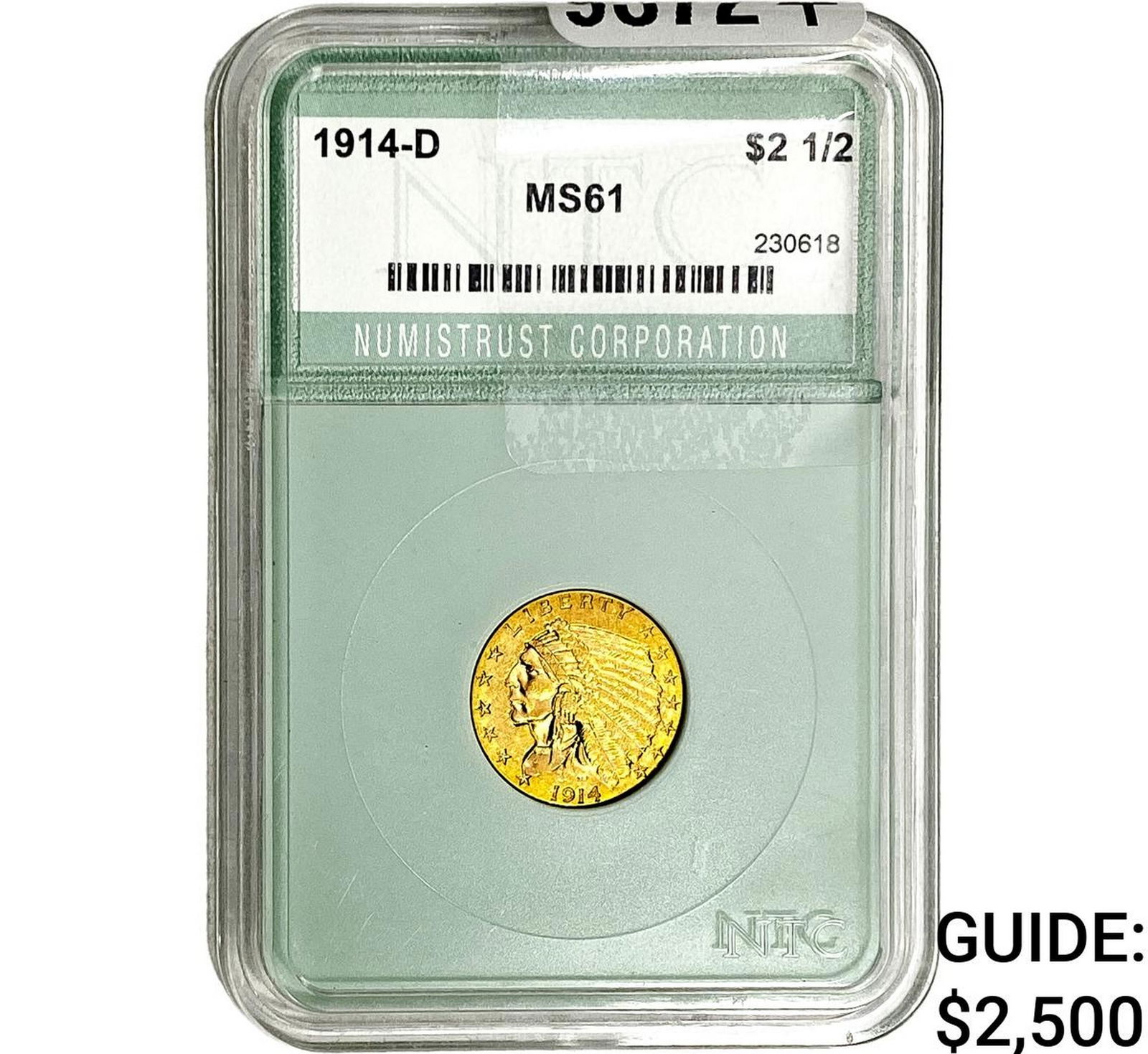 1914-D $2.50 Gold Quarter Eagle NTC MS61 (1 of 2)