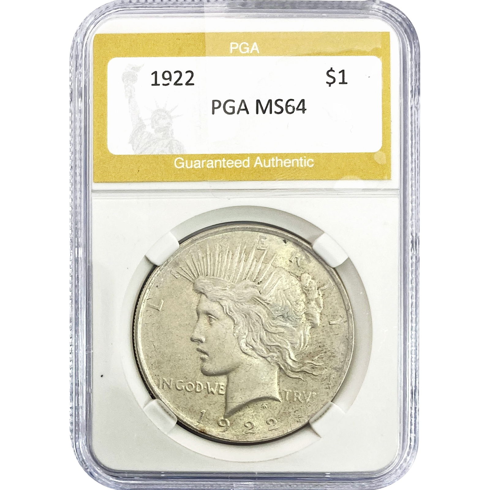 1922 Silver Peace Dollar PGA MS64: 1922 Silver Peace Dollar PGA MS64