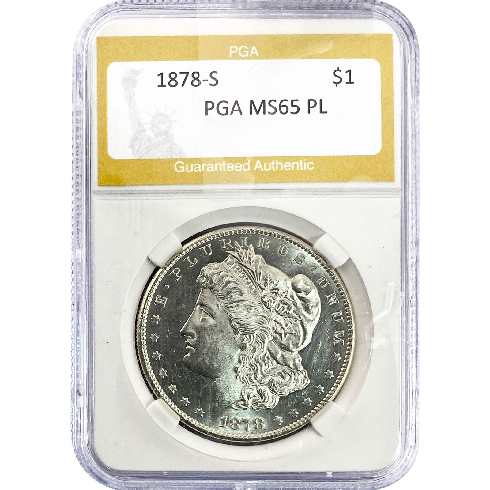 1878-S Morgan Silver Dollar PGA MS65 PL: 1878-S Morgan Silver Dollar PGA MS65 PL