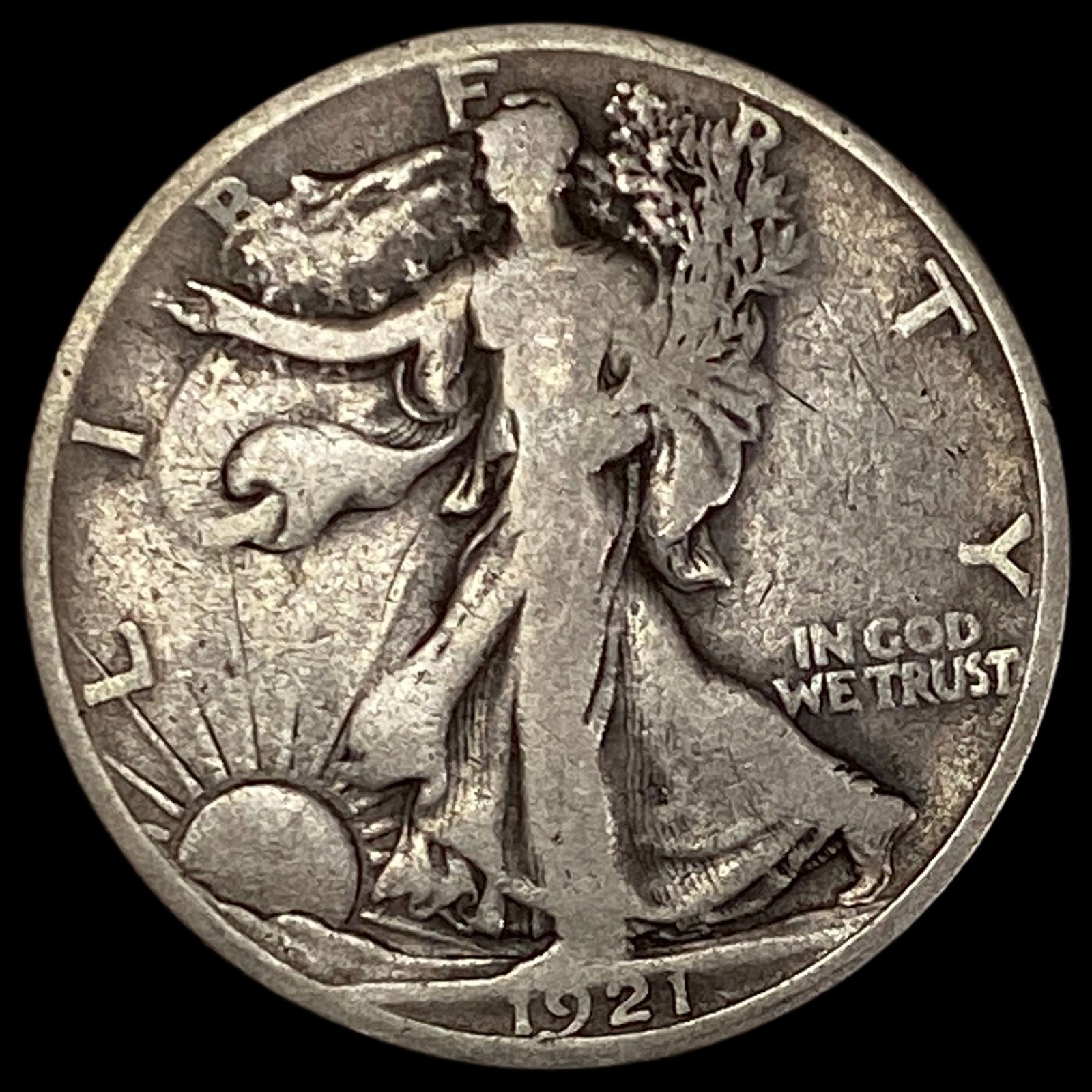 1921-S Silver Walking Liberty Half Dollar LIGHTLY CIRCULATED (1 of 2)