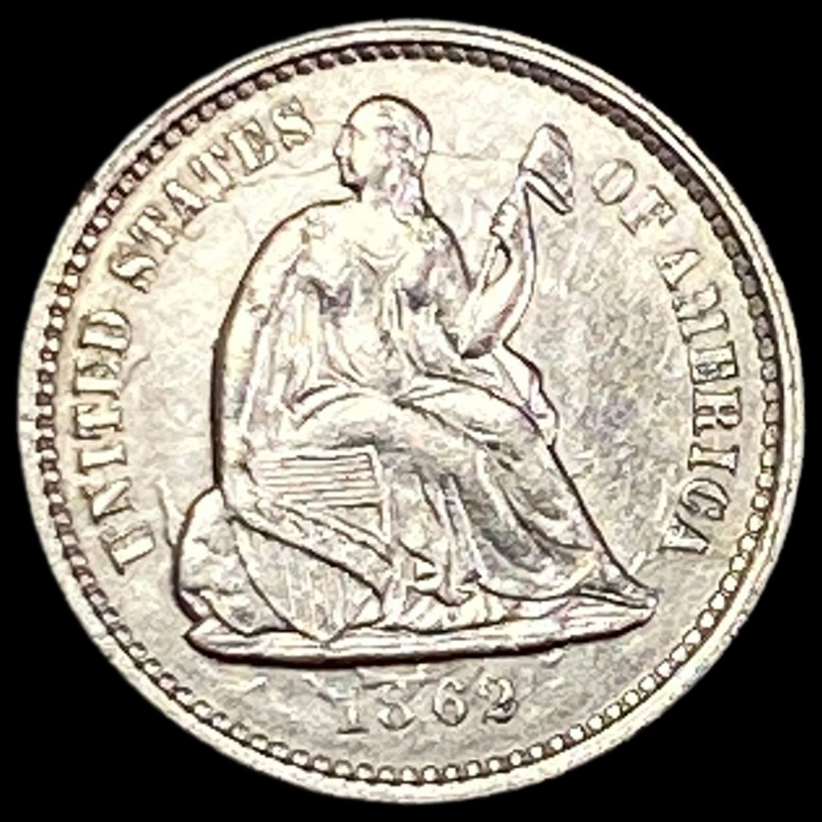 1862 Seated Liberty Half Dime CLOSELY UNCIRCULATED (1 of 2)