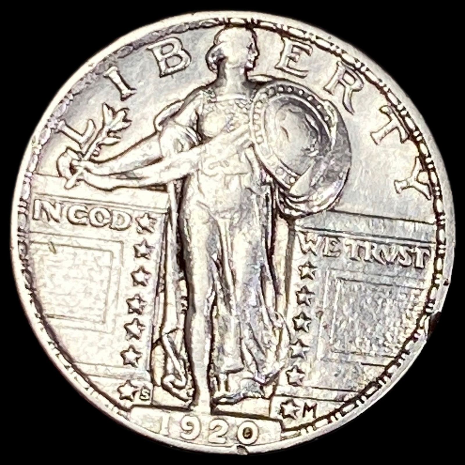 1920-S Silver Standing Liberty Quarter CLOSELY UNCIRCULATED: 1920-S Silver Standing Liberty Quarter CLOSELY UNCIRCULATED
