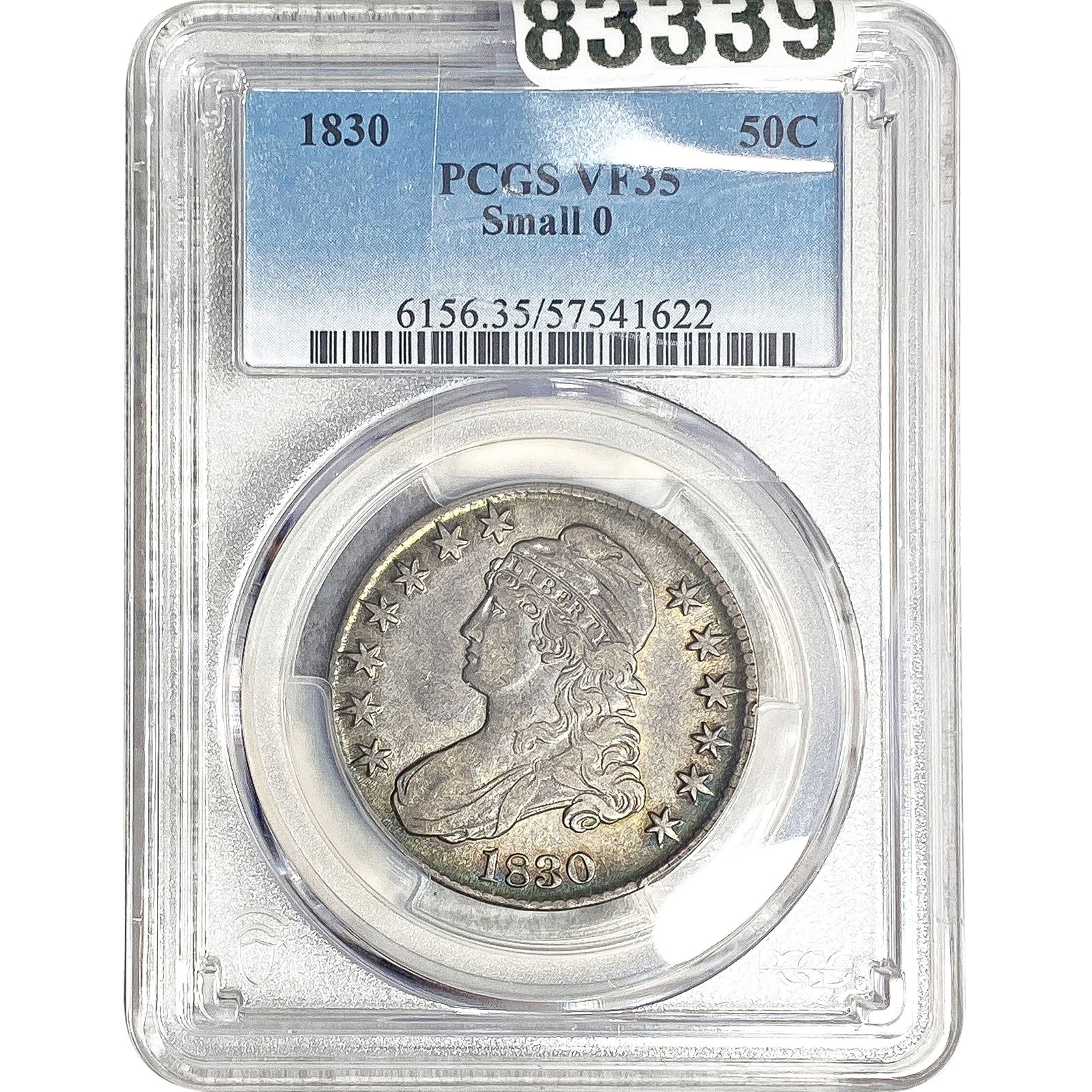 1830 Capped Bust Half Dollar PCGS VF35 Small 0 (1 of 2)