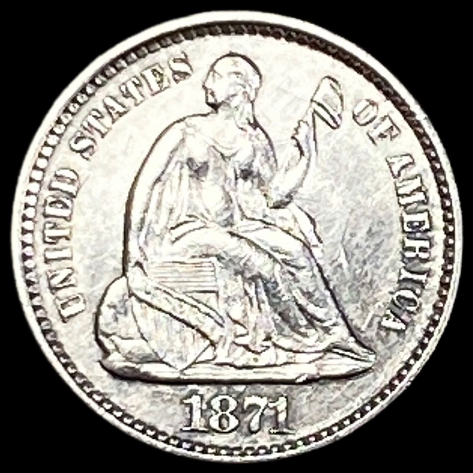 1871 Seated Liberty Half Dime CLOSELY UNCIRCULATED (1 of 2)