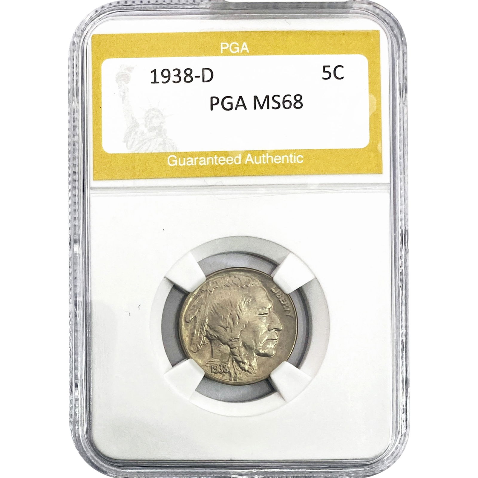 1938-D Buffalo Nickel PGA MS68: 1938-D Buffalo Nickel PGA MS68
