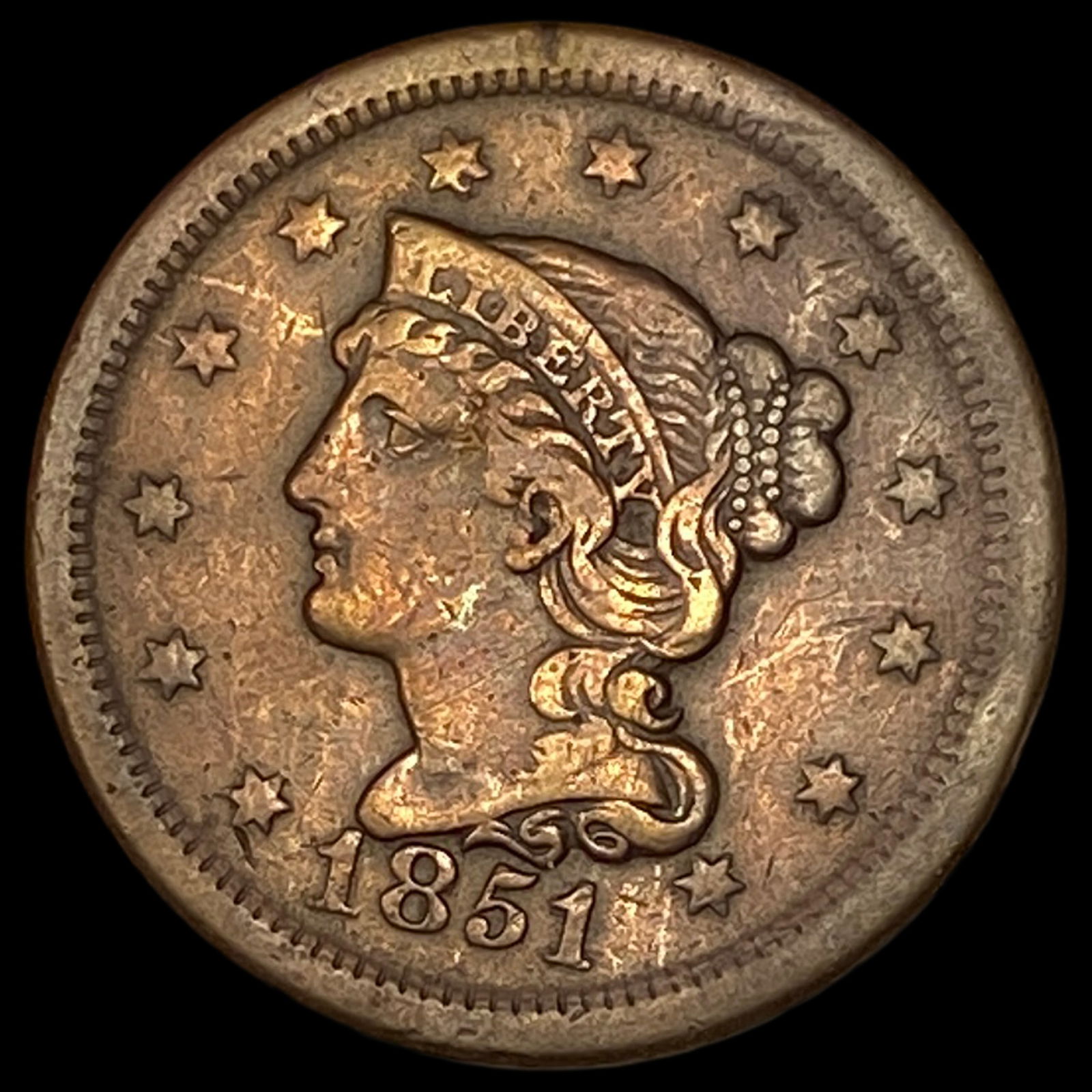 1851 Braided Hair Large Cent HIGH GRADE (1 of 2)