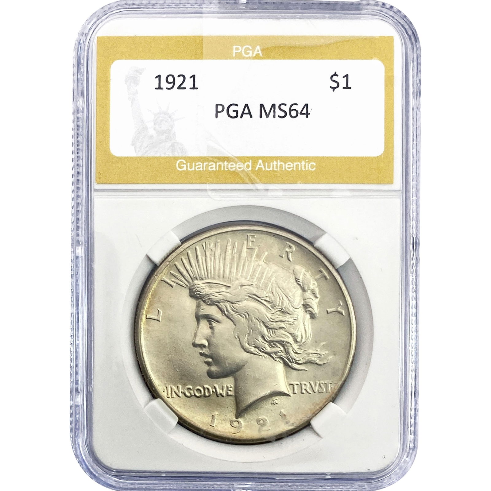 1921 Silver Peace Dollar PGA MS64: 1921 Silver Peace Dollar PGA MS64