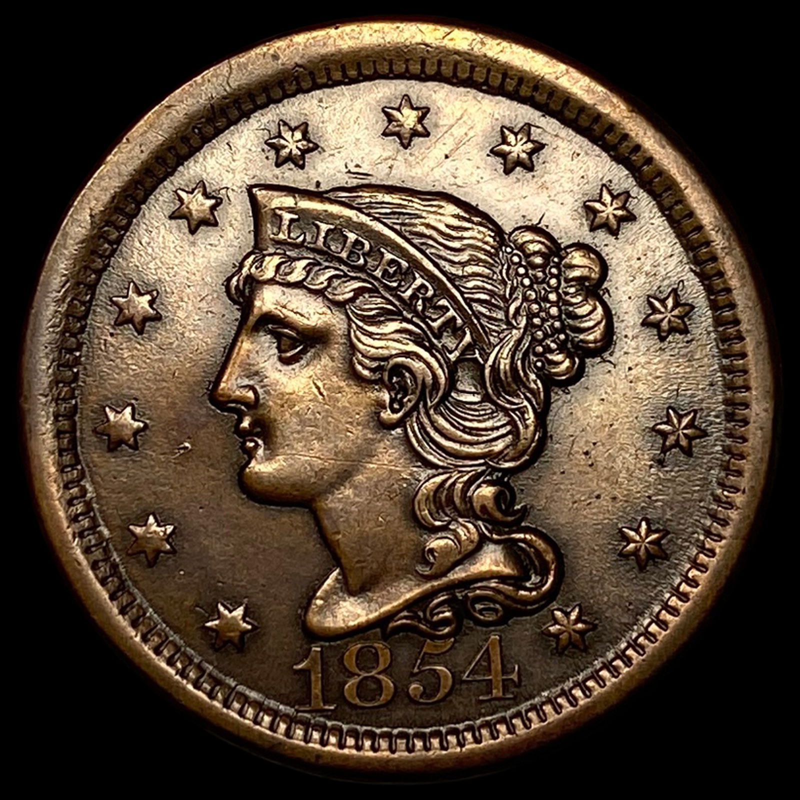 1854 Braided Hair Large Cent UNCIRCULATED (1 of 2)