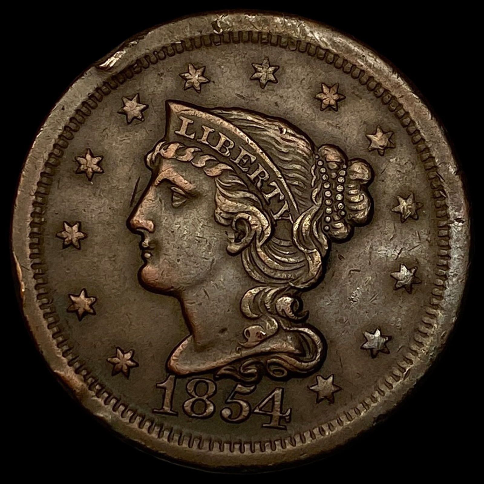 1854 Braided Hair Large Cent UNCIRCULATED (1 of 2)