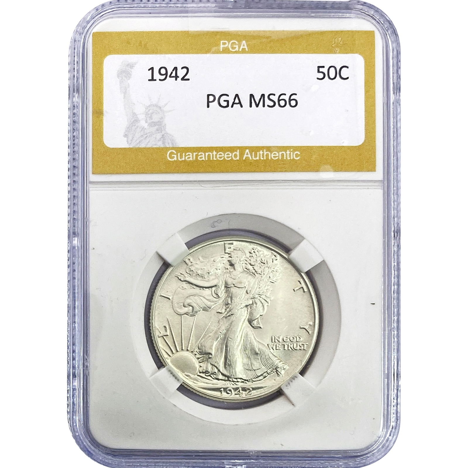 1942 Walking Liberty Half Dollar PGA MS66: 1942 Walking Liberty Half Dollar PGA MS66