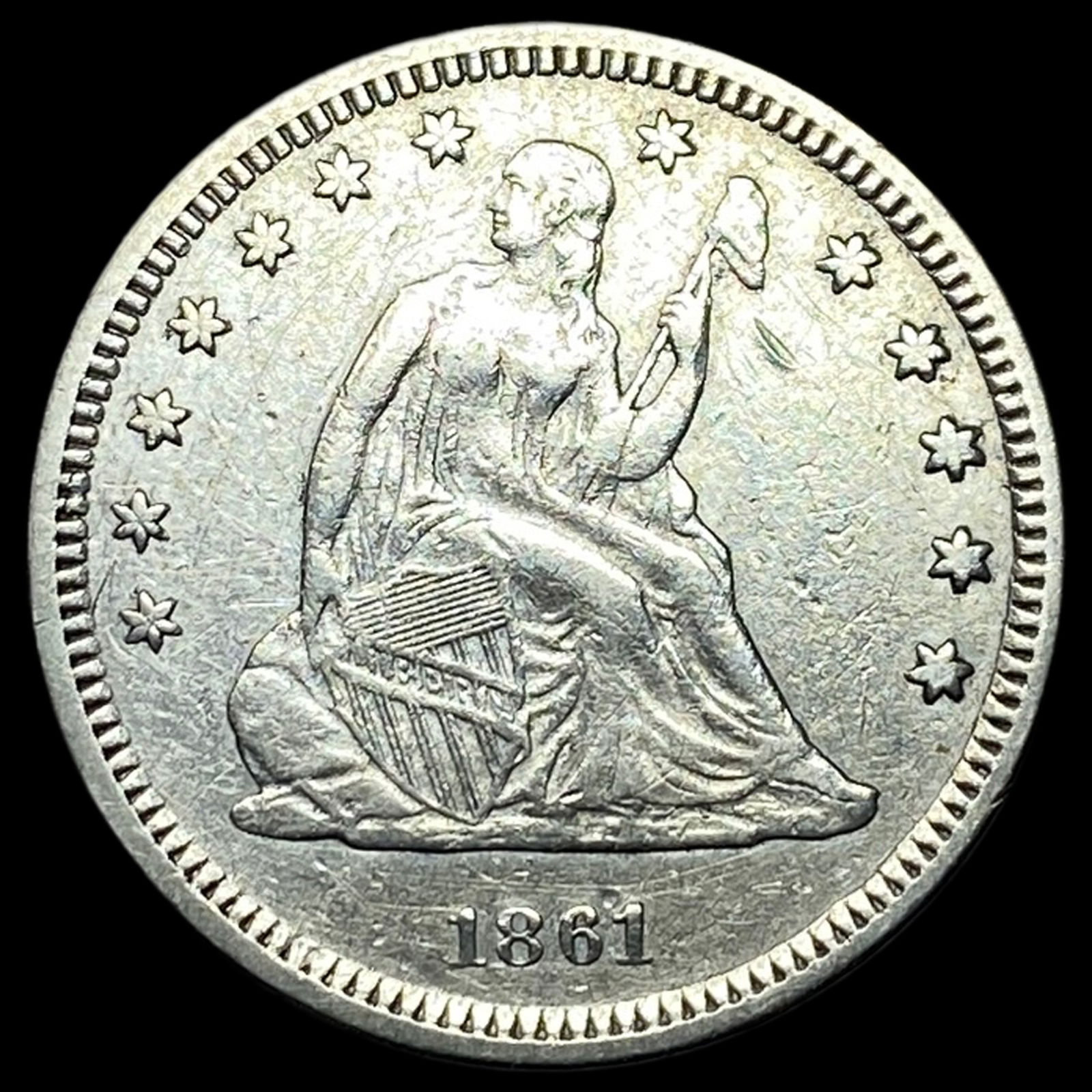 1861 Seated Liberty Quarter CLOSELY UNCIRCULATED (1 of 2)