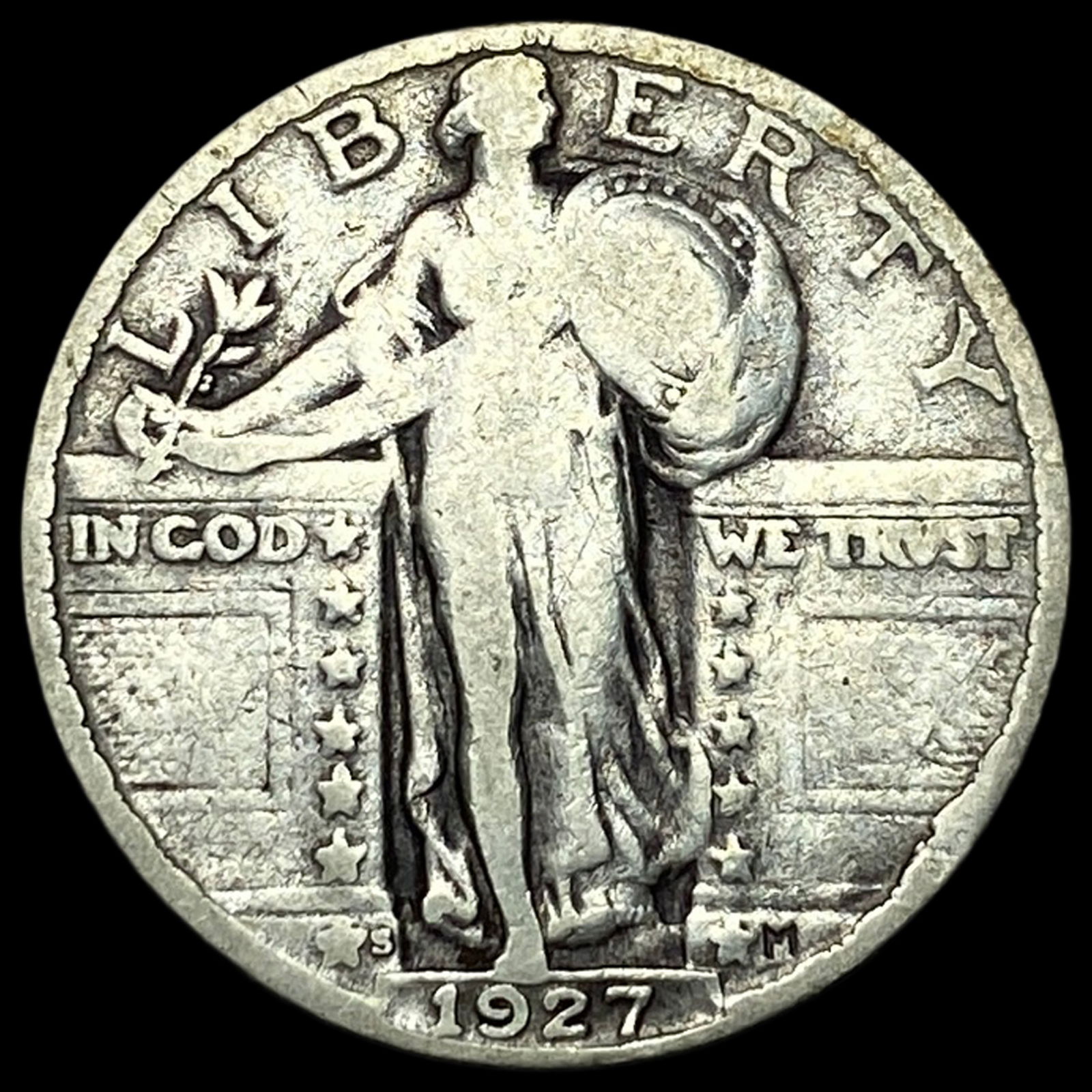 1927-S Silver Standing Liberty Quarter LIGHTLY CIRCULATED: 1927-S Silver Standing Liberty Quarter LIGHTLY CIRCULATED