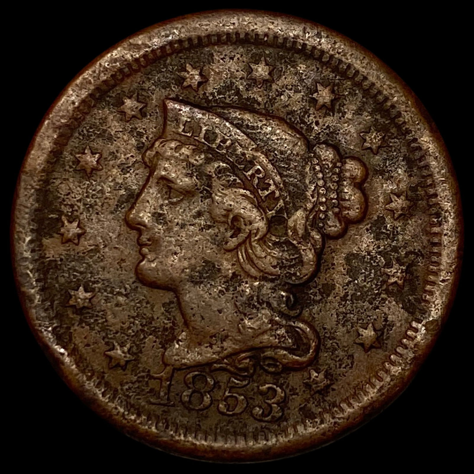 1853 Braided Hair Large Cent LIGHTLY CIRCULATED: 1853 Braided Hair Large Cent LIGHTLY CIRCULATED