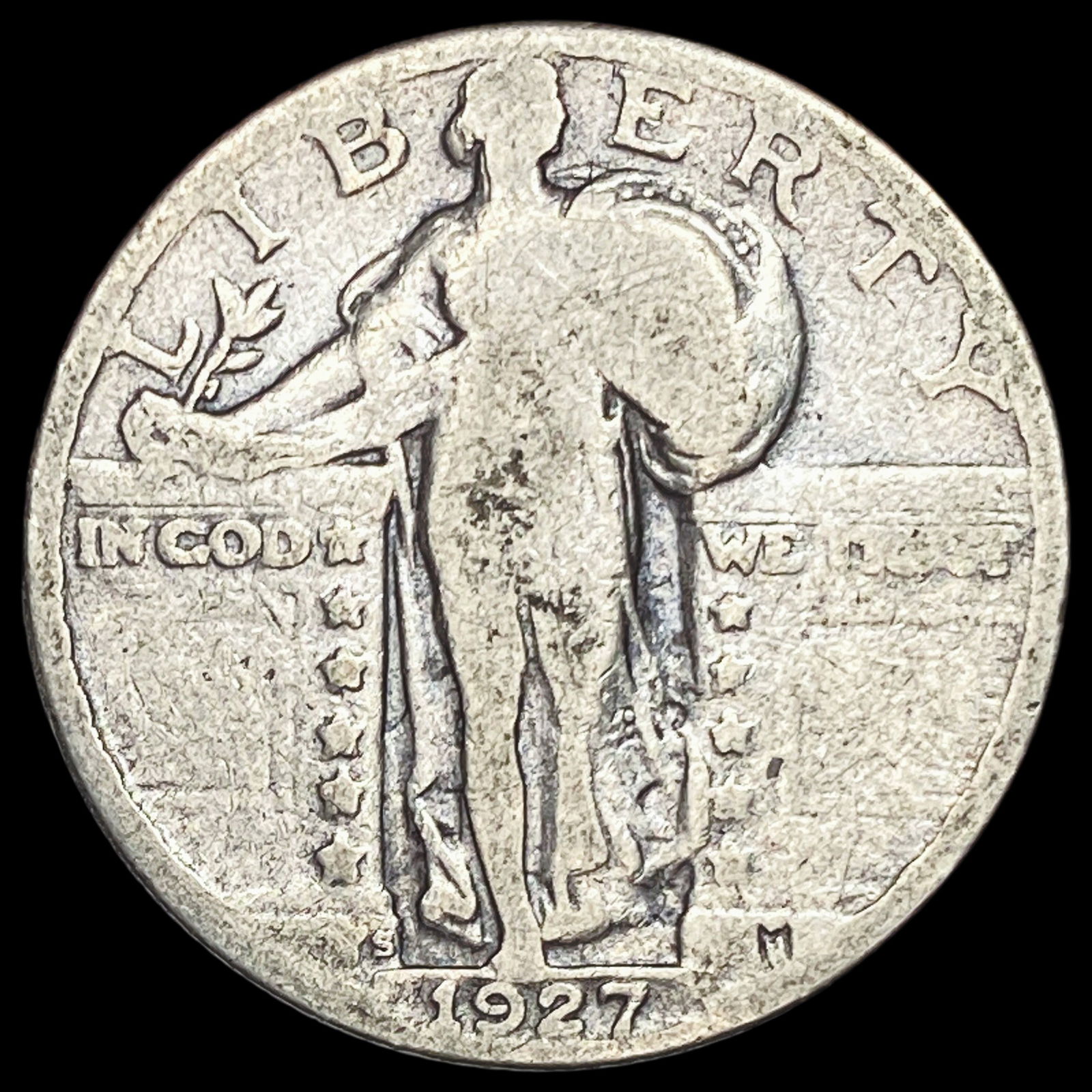 1927-S Silver Standing Liberty Quarter NICELY CIRCULATED: 1927-S Silver Standing Liberty Quarter NICELY CIRCULATED