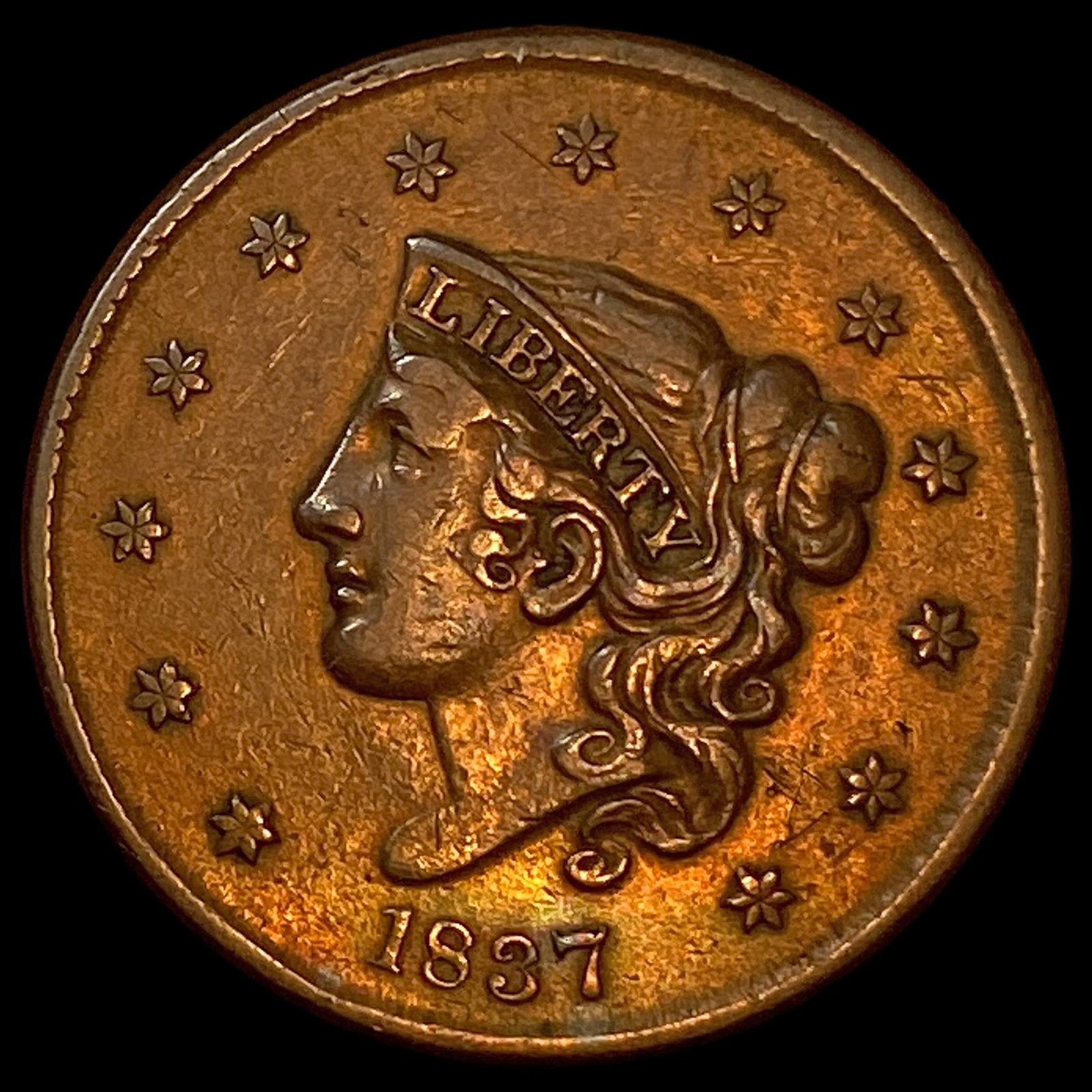 1837 Coronet Head Large Cent CHOICE AU (1 of 2)