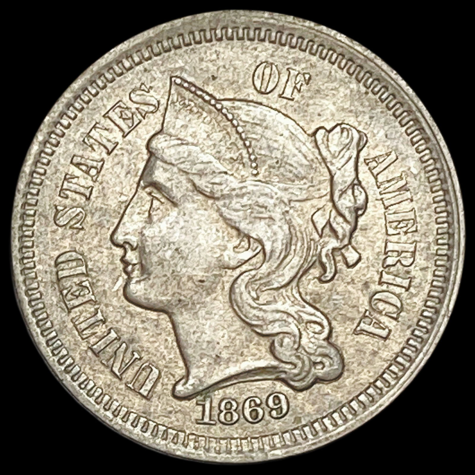 1869 Nickel Three-Cent Piece UNCIRCULATED (1 of 2)