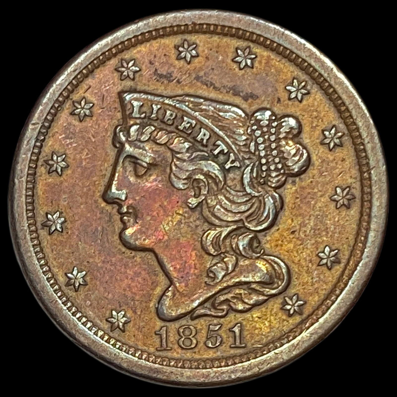 1851 Braided Hair Half Cent CLOSELY UNCIRCULATED (1 of 2)