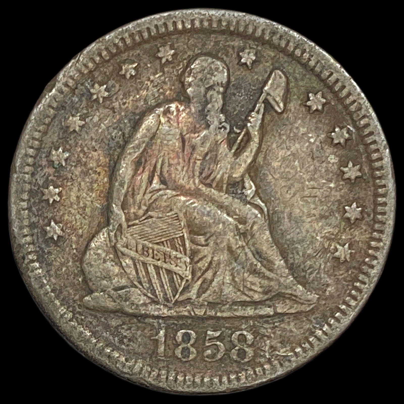 1858 Seated Liberty Quarter NEARLY UNCIRCULATED (1 of 2)