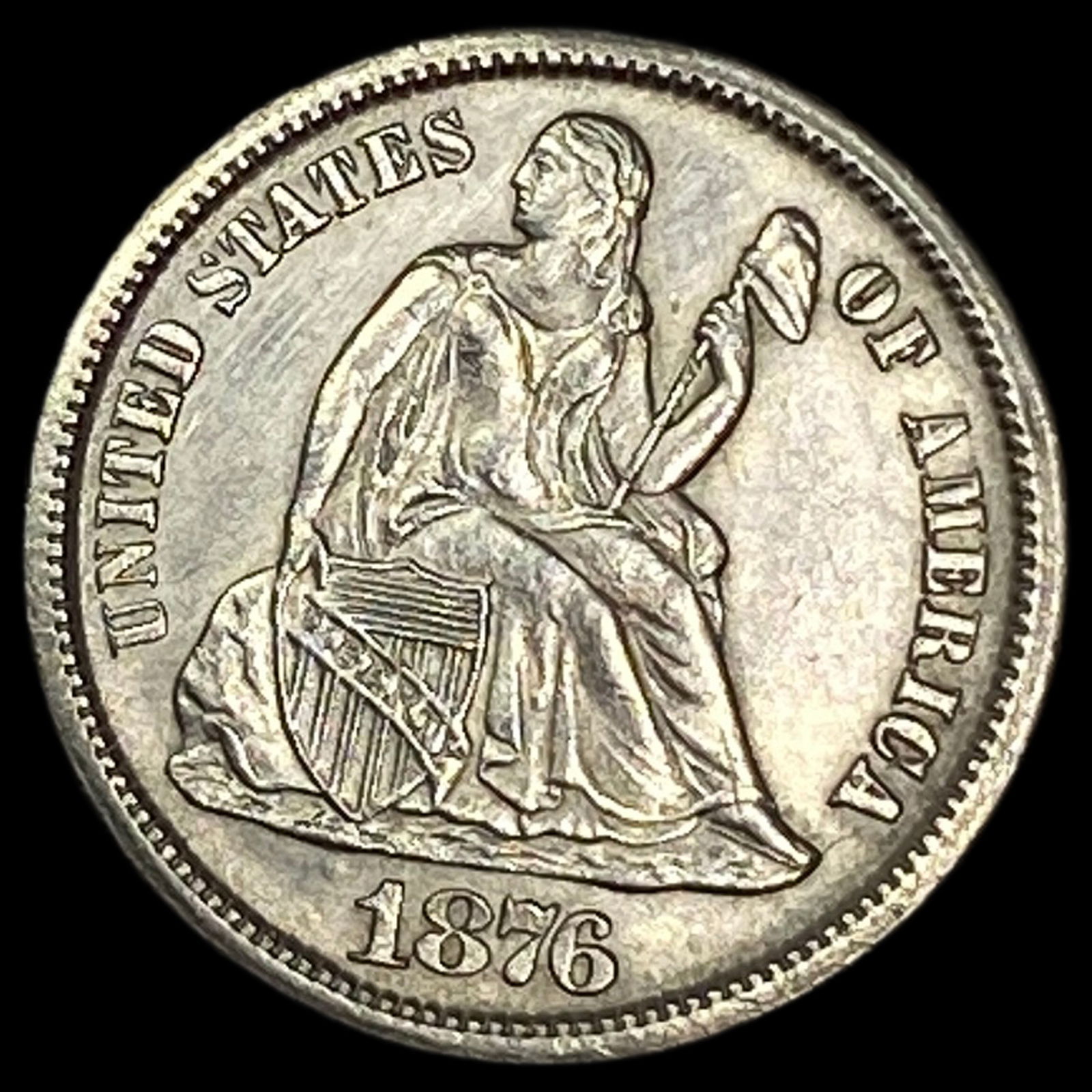 1876-CC Silver Seated Liberty Dime UNCIRCULATED (1 of 2)