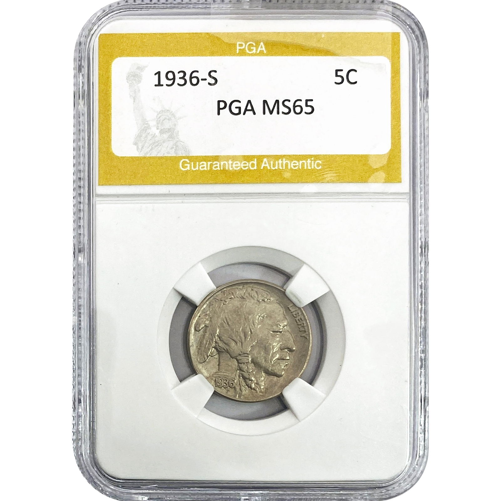 1936-S Buffalo Nickel PGA MS65: 1936-S Buffalo Nickel PGA MS65
