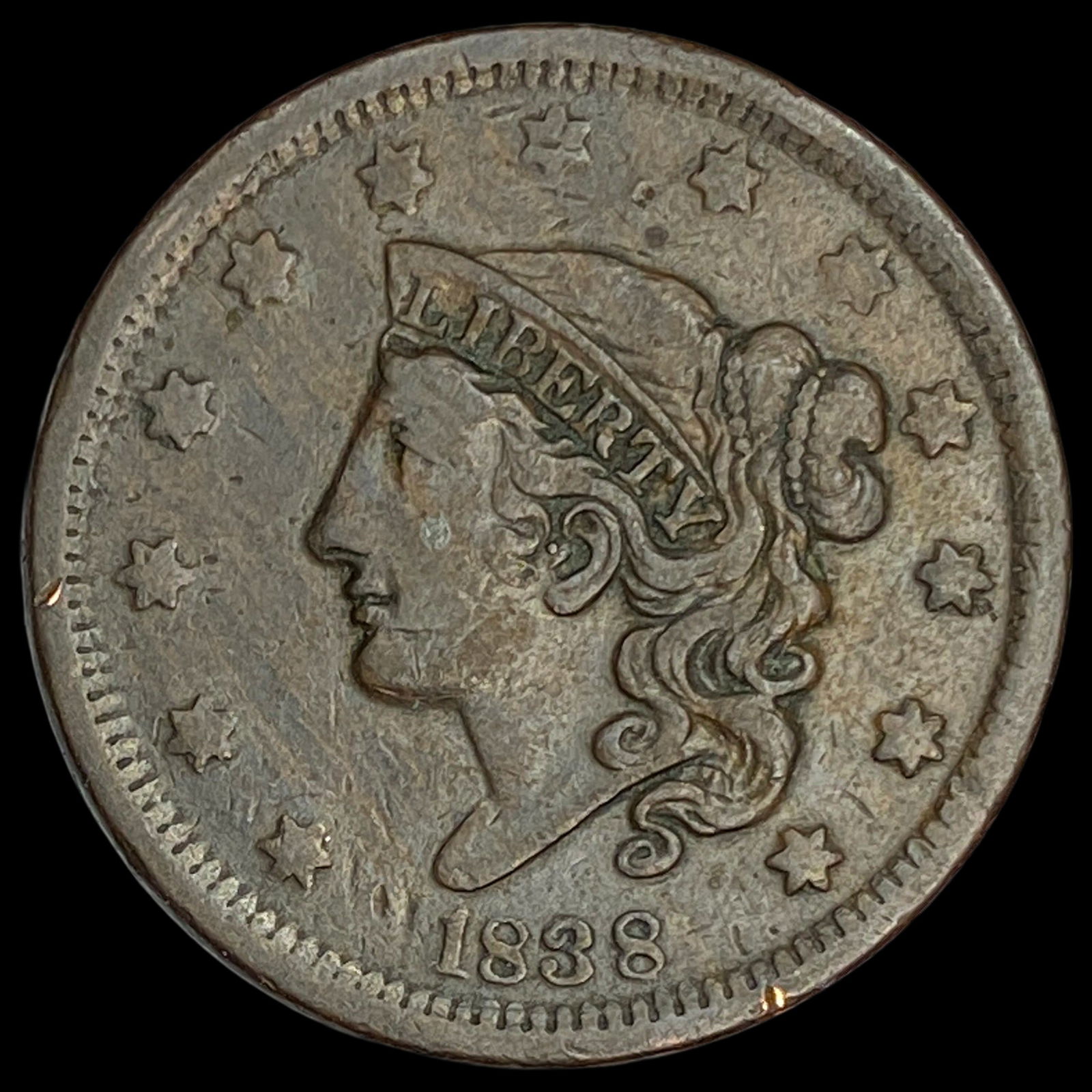 1838 Coronet Head Large Cent ABOUT UNCIRCULATED (1 of 2)