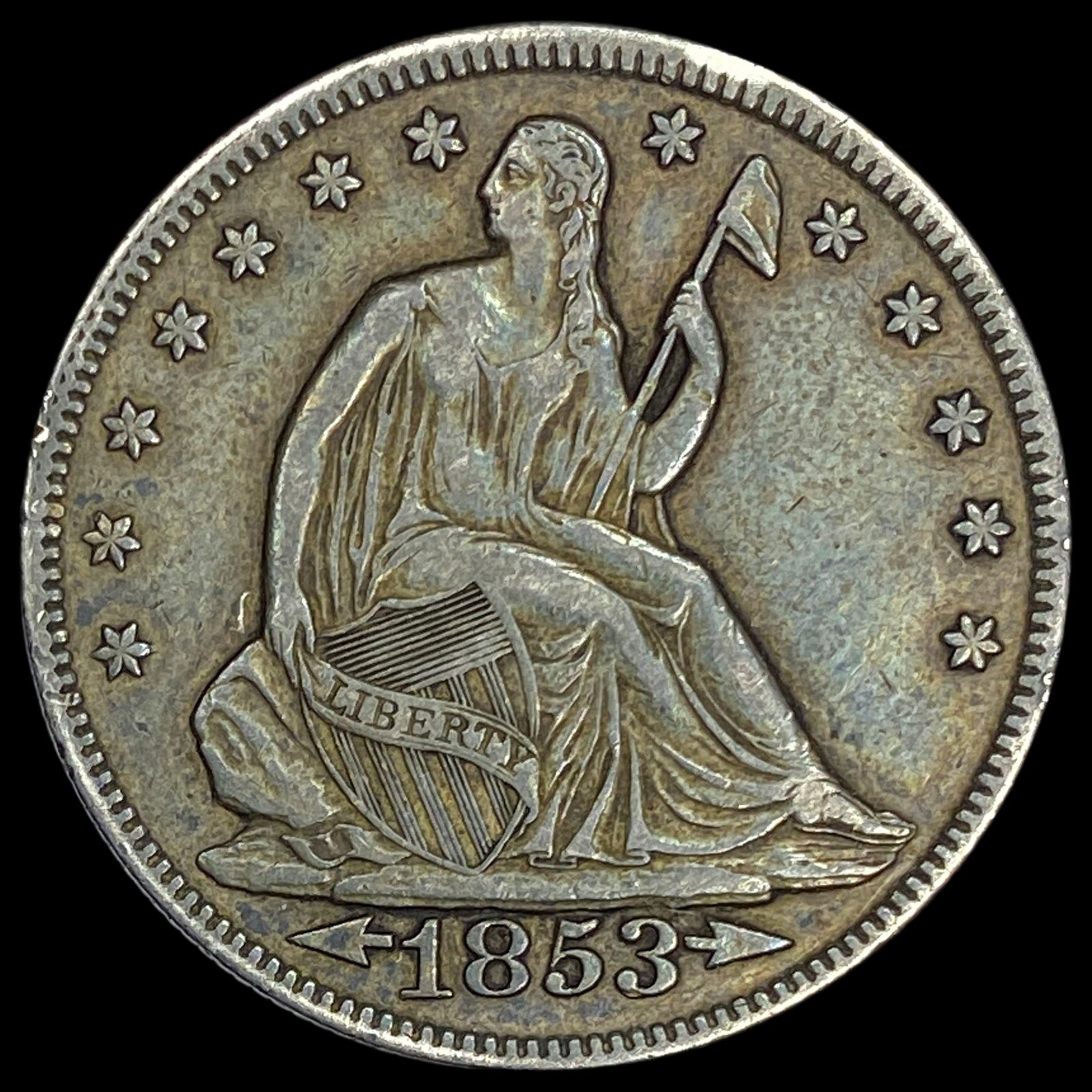 1853 Arrows/Rays Seated Liberty Half Dollar CHOICE AU (1 of 2)