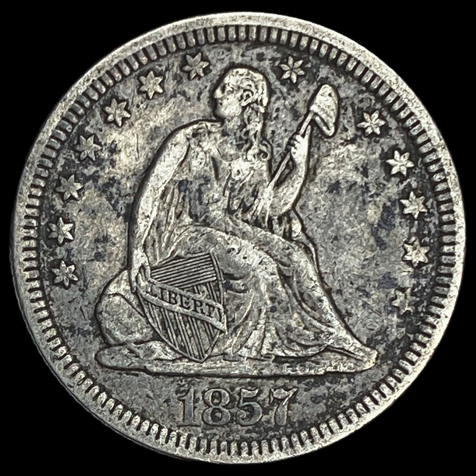 1857 Seated Liberty Quarter NEARLY UNCIRCULATED (1 of 2)