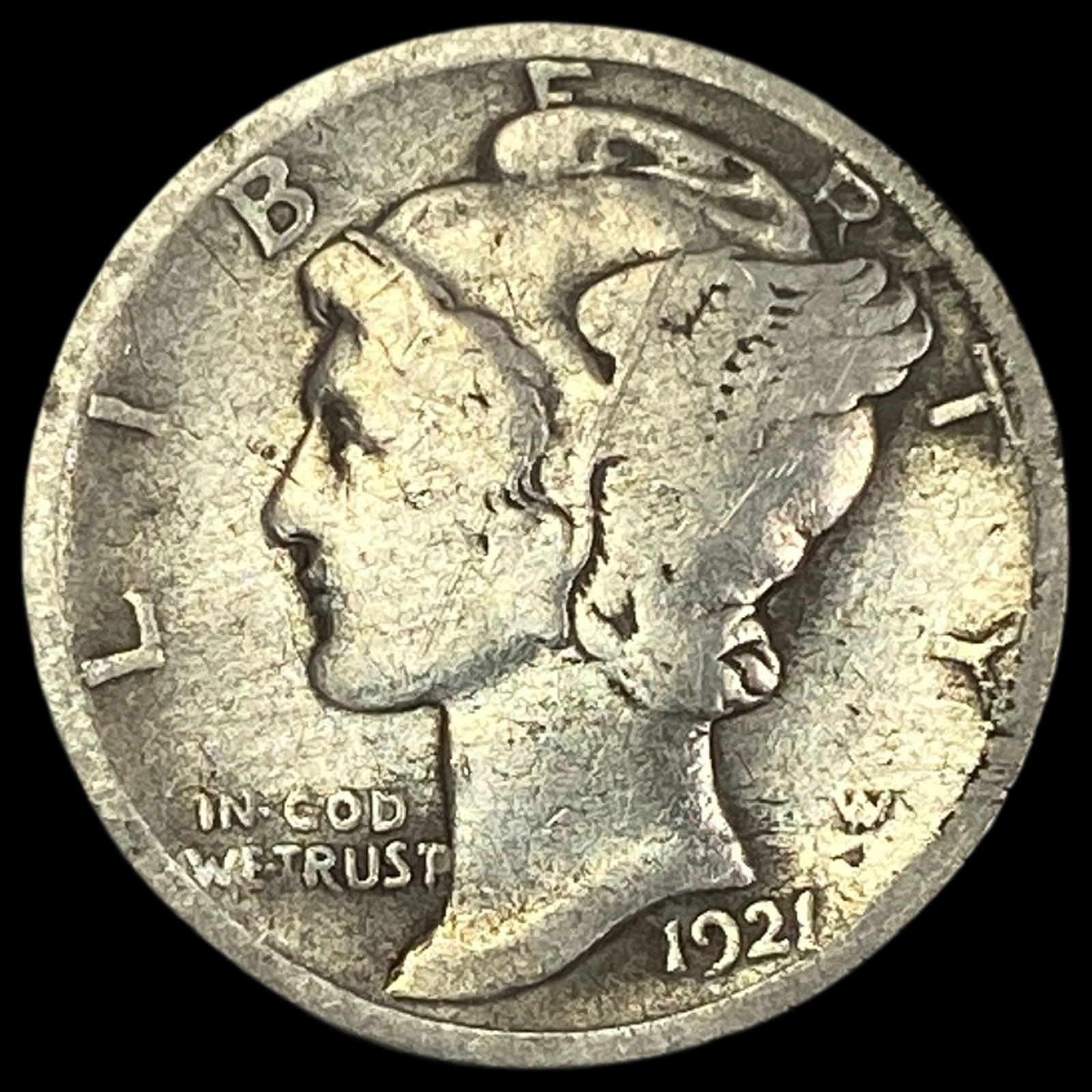 1921 Silver Mercury Dime LIGHTLY CIRCULATED (1 of 2)