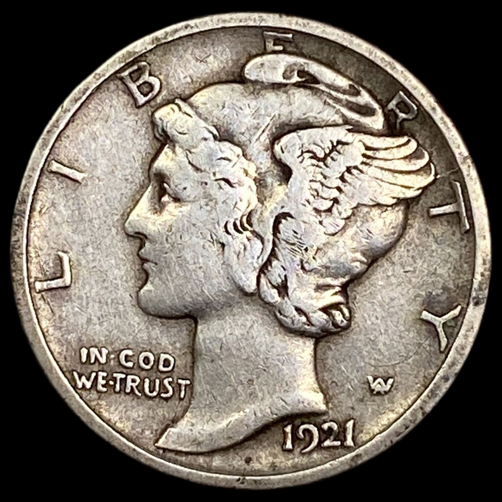1921-D Silver Mercury Dime NEARLY UNCIRCULATED (1 of 2)