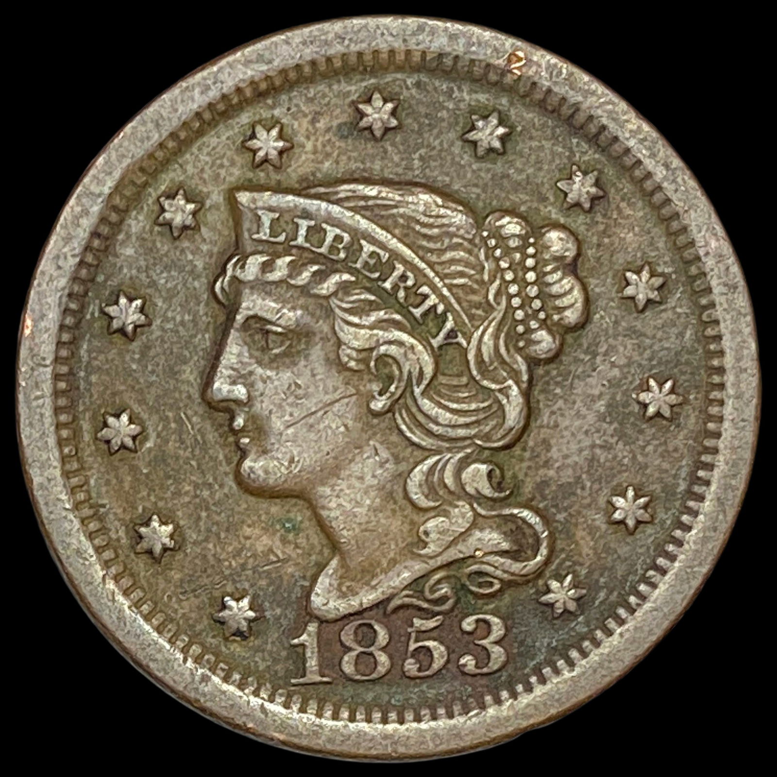 1853 Braided Hair Large Cent CHOICE AU (1 of 2)