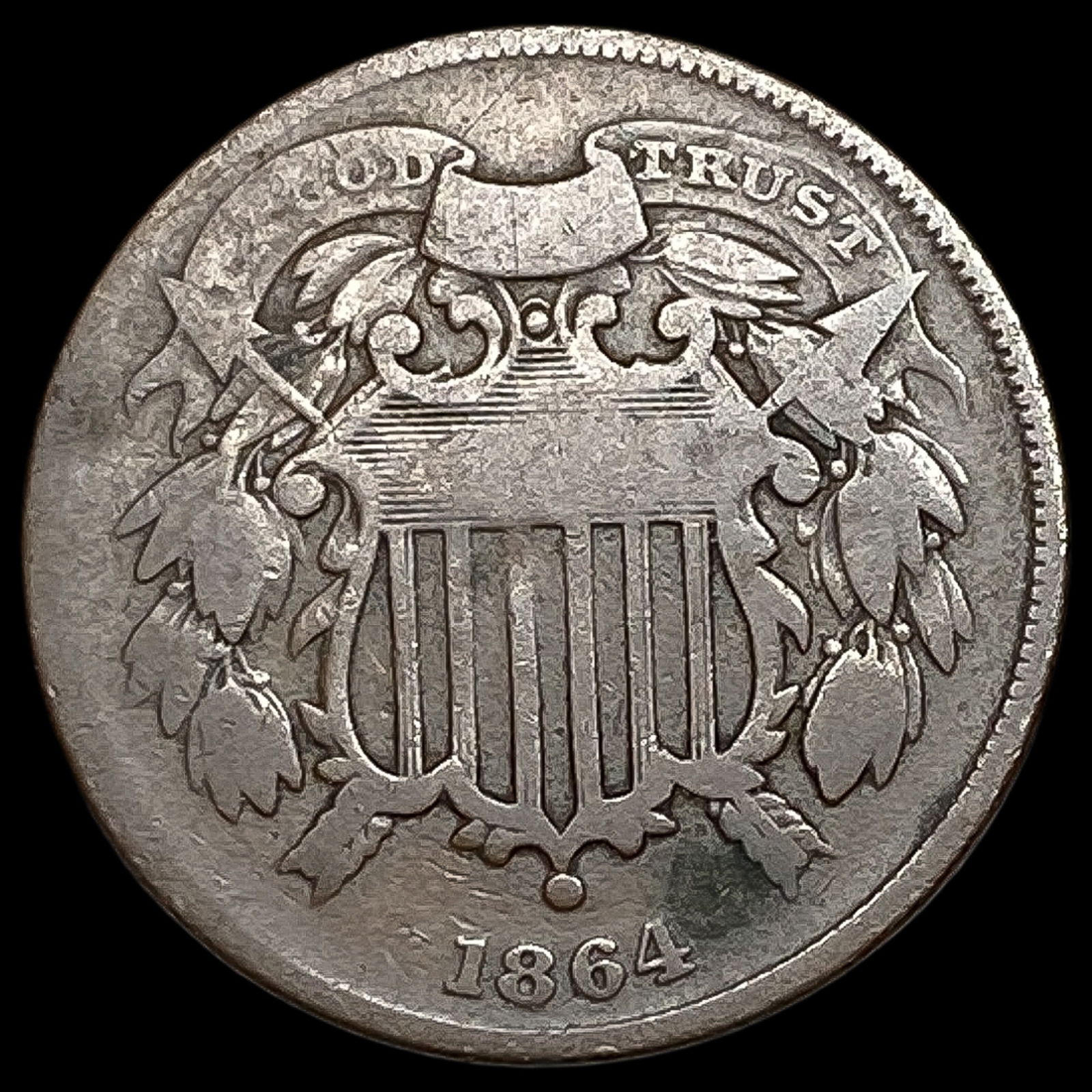 1864 Small Motto Copper 2 Cent Piece CLOSE UNC: 1864 Small Motto Copper 2 Cent Piece CLOSE UNC