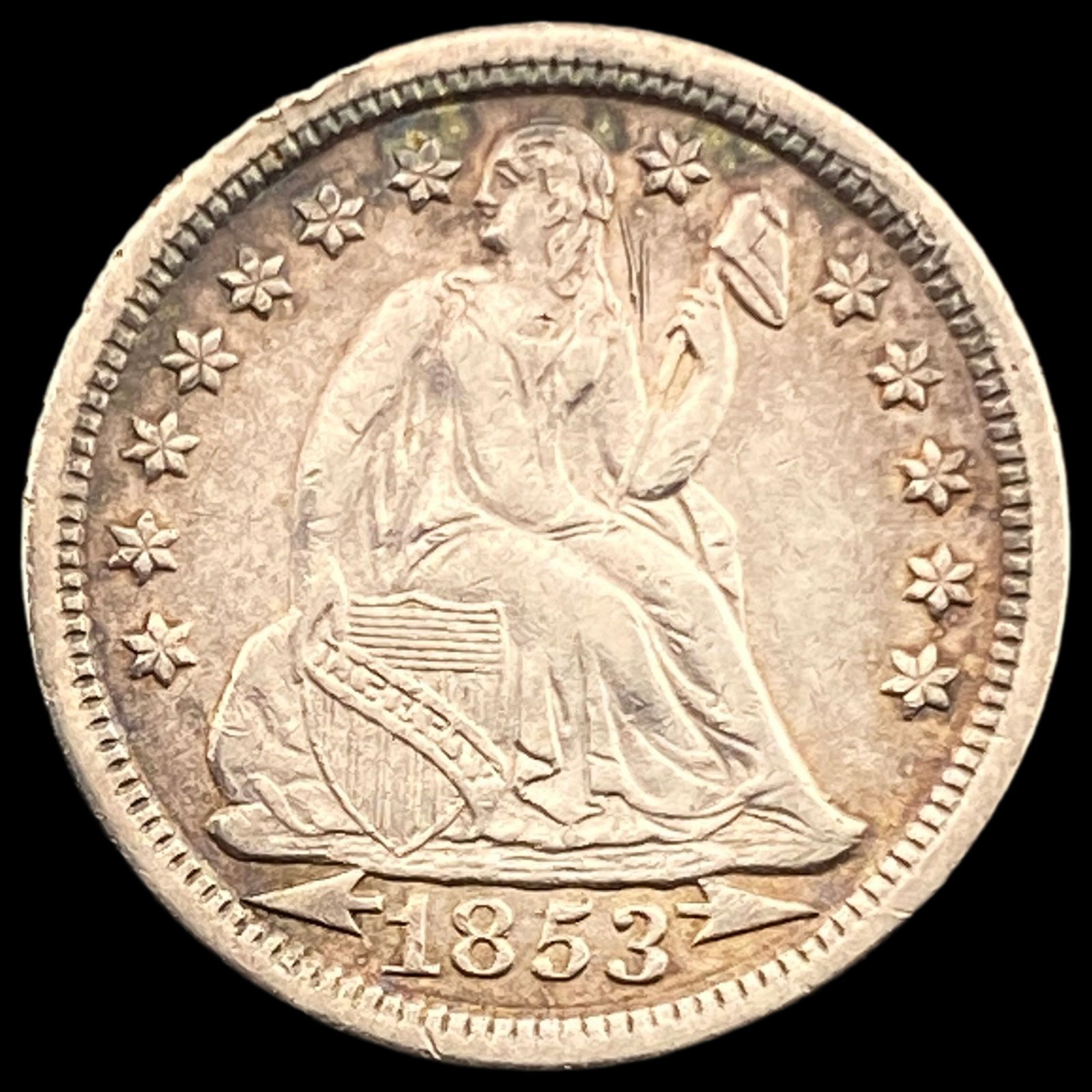 1853 Arrows Seated Liberty Dime CLOSELY UNCIRCULATED (1 of 2)