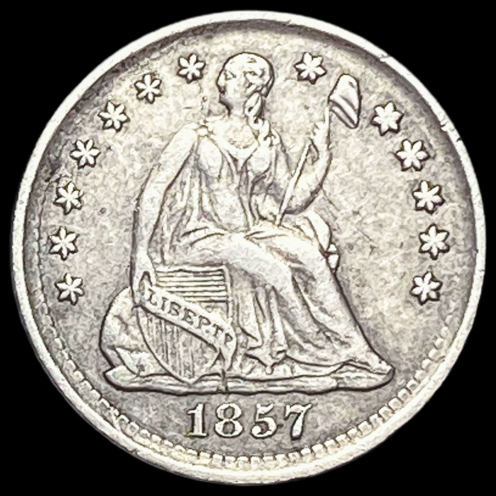 1857 Seated Liberty Half Dime NEARLY UNCIRCULATED (1 of 2)