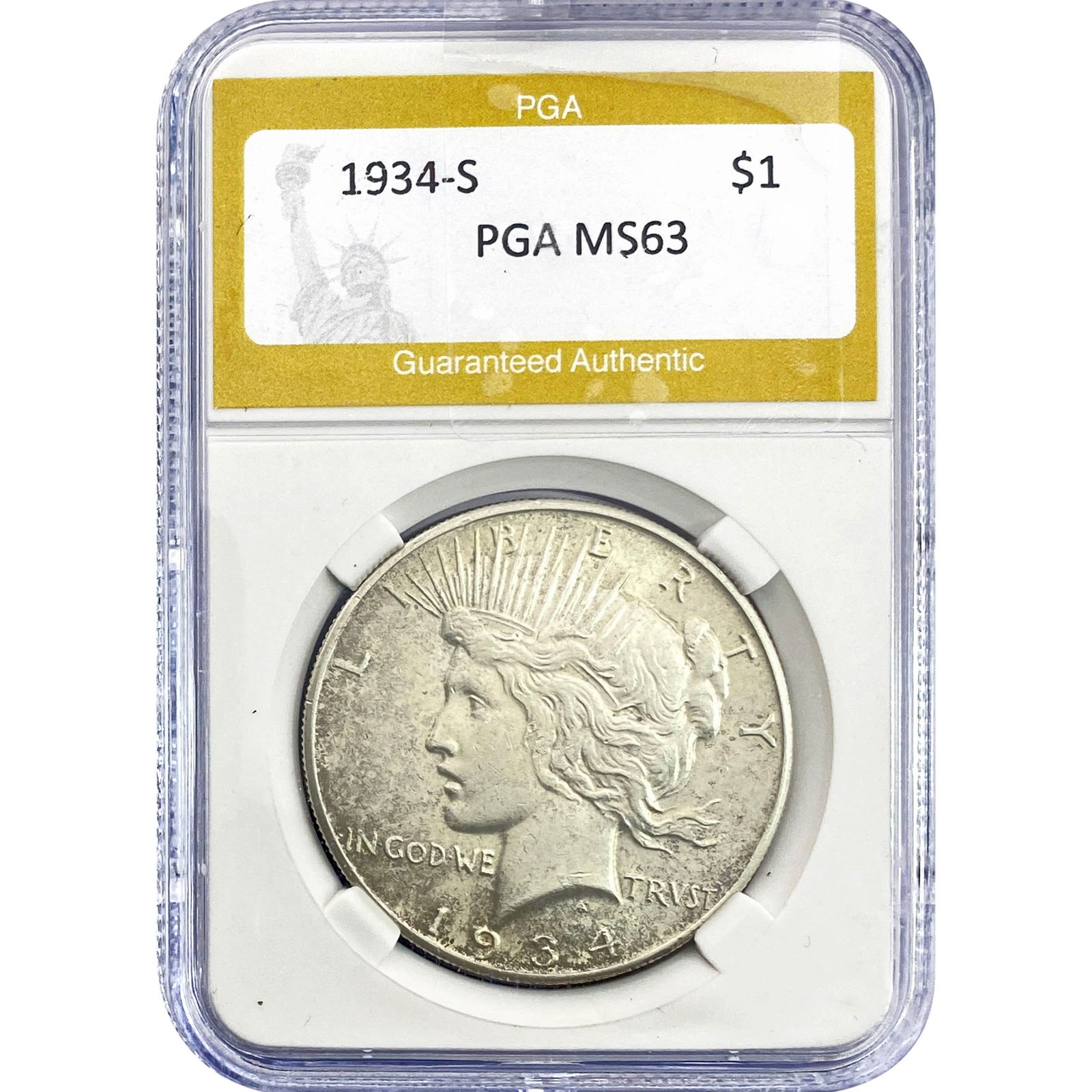 1934-S Silver Peace Dollar PGA MS63 (1 of 2)