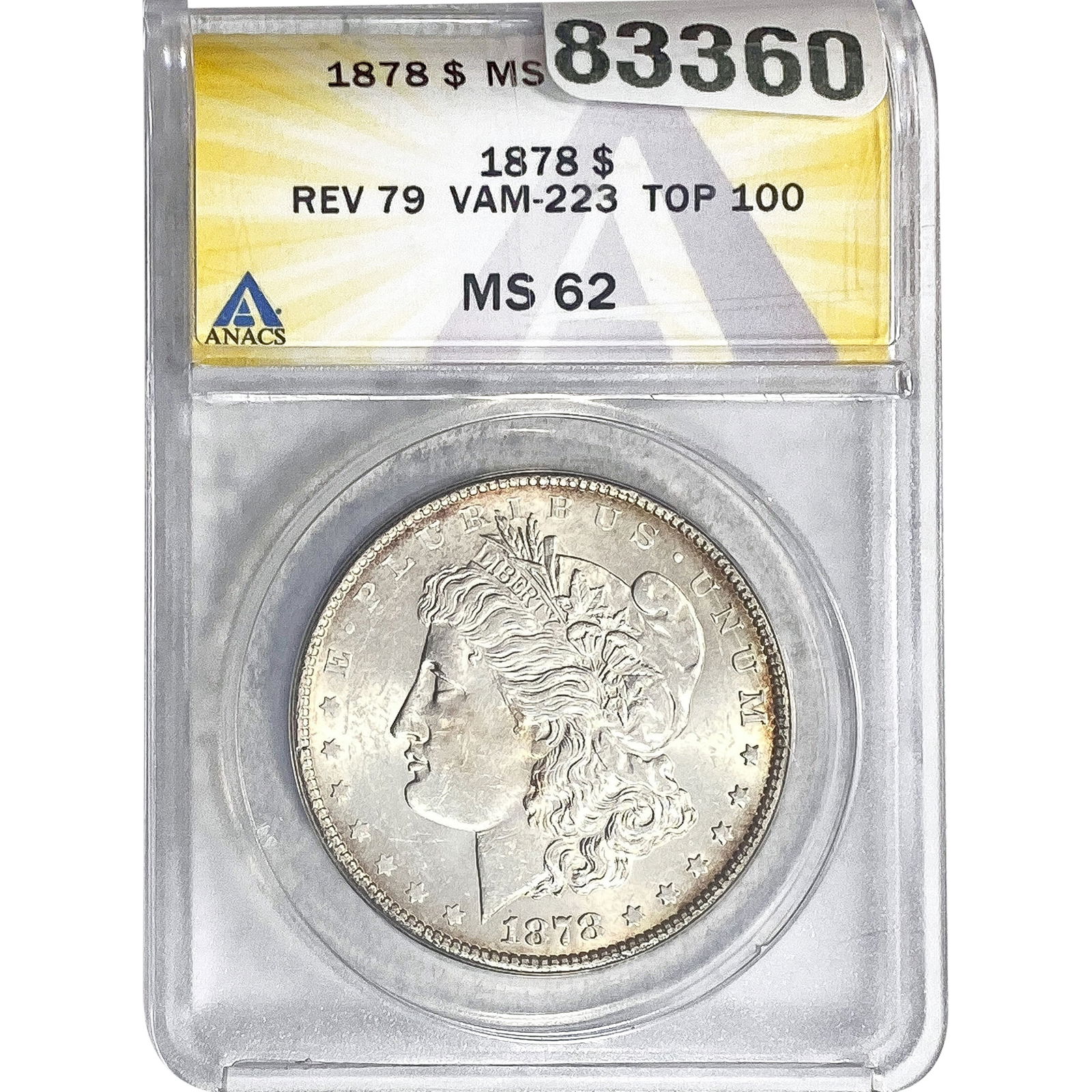1878 Rev. 79 Morgan Silver Dollar ANACS MS62 VAM-223: 1878 Rev. 79 Morgan Silver Dollar ANACS MS62 VAM-223