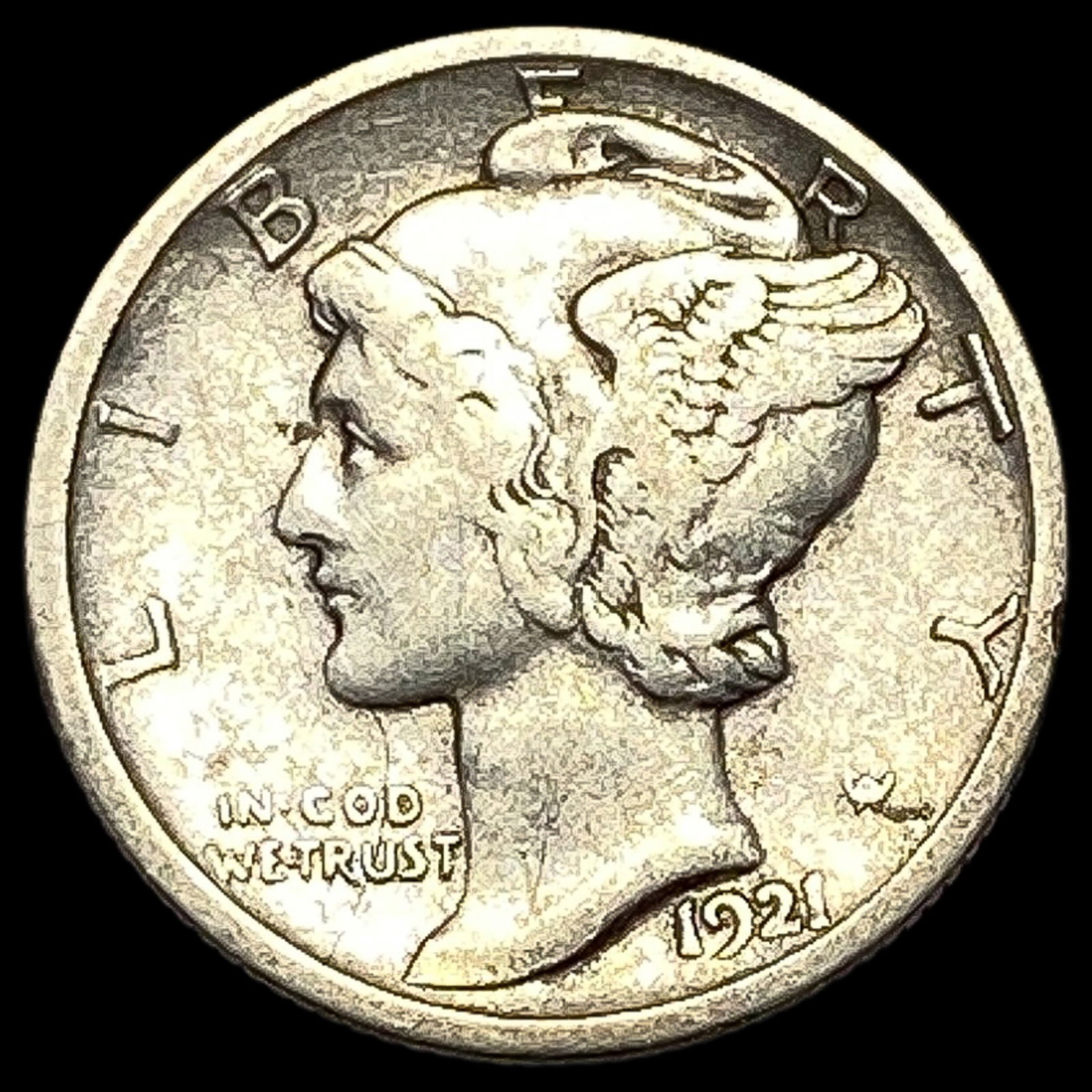 1921-D Silver Mercury Dime LIGHTLY CIRCULATED: 1921-D Silver Mercury Dime LIGHTLY CIRCULATED