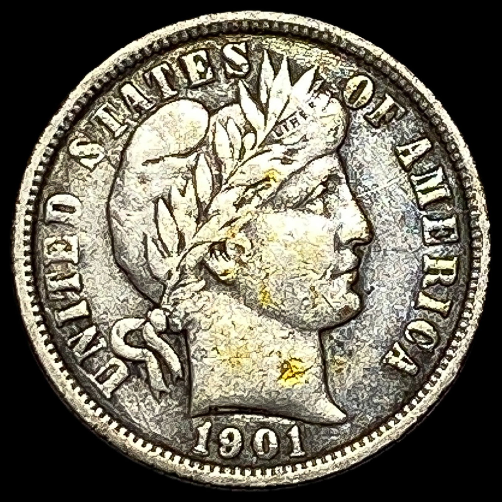 1901-O Silver Barber Dime NEARLY UNCIRCULATED: 1901-O Silver Barber Dime NEARLY UNCIRCULATED