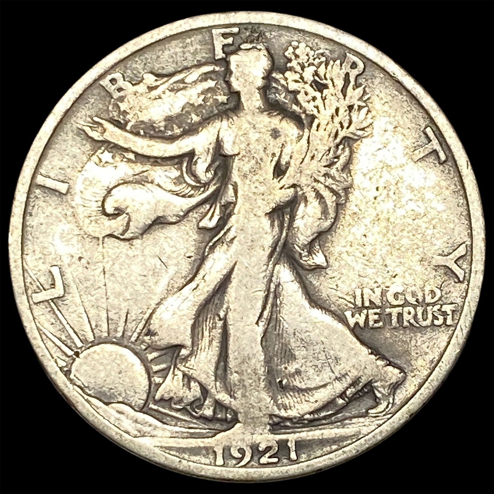 1921-S Silver Walking Liberty Half Dollar NICELY CIRCULATED (1 of 2)