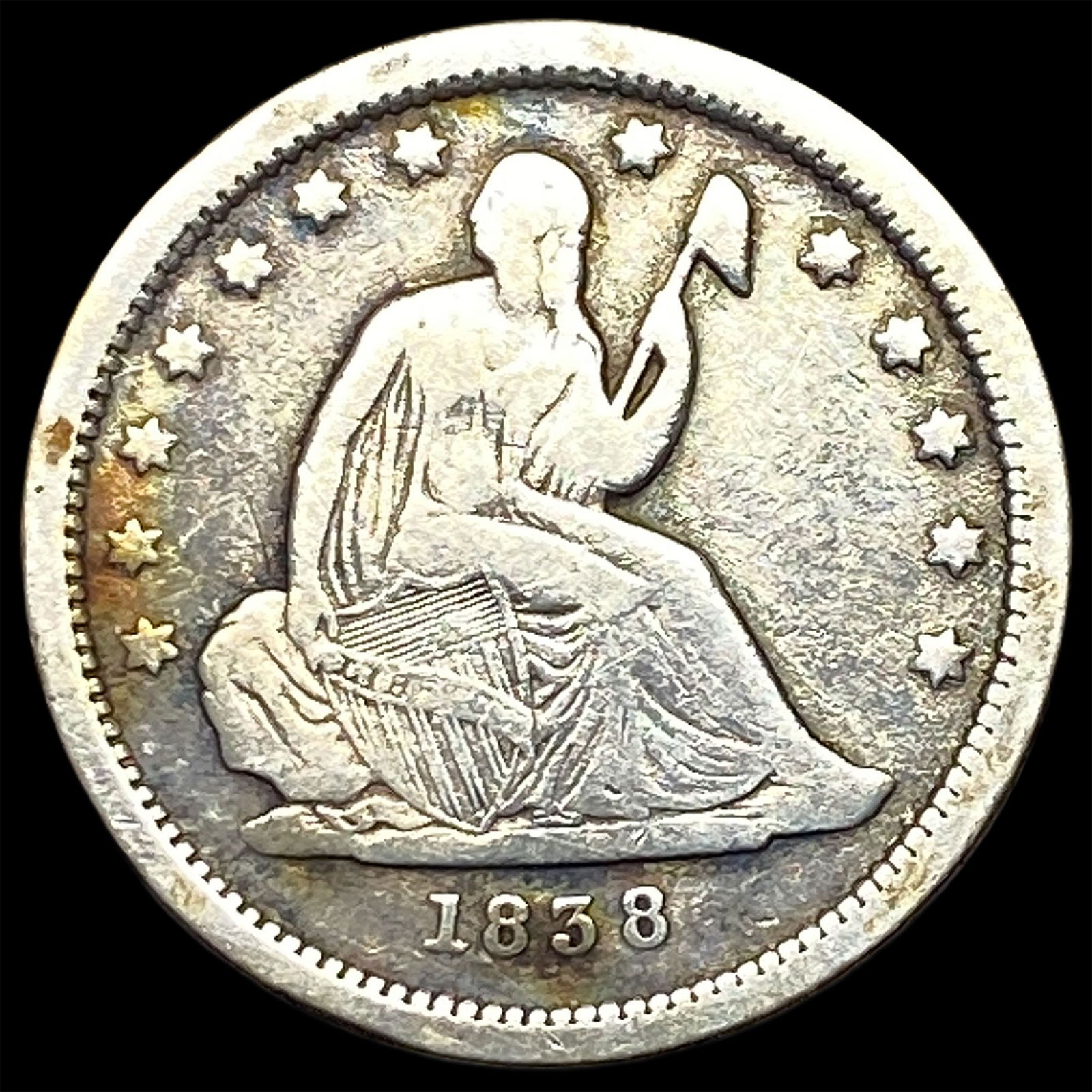 1838 Silver Seated Liberty Quarter LIGHTLY CIRCULATED (1 of 2)