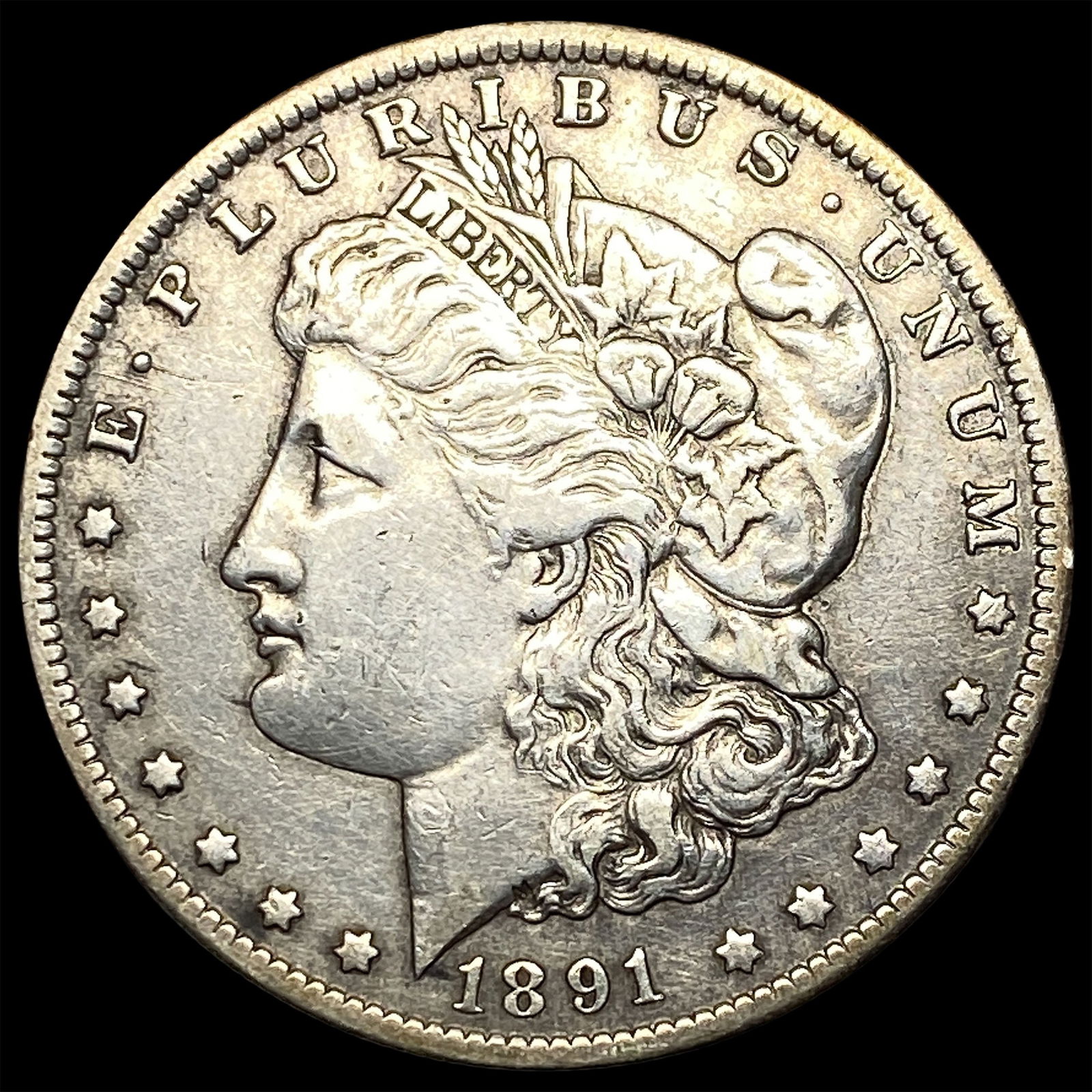 1891 Silver Morgan Dollar ABOUT UNCIRCULATED: 1891 Silver Morgan Dollar ABOUT UNCIRCULATED