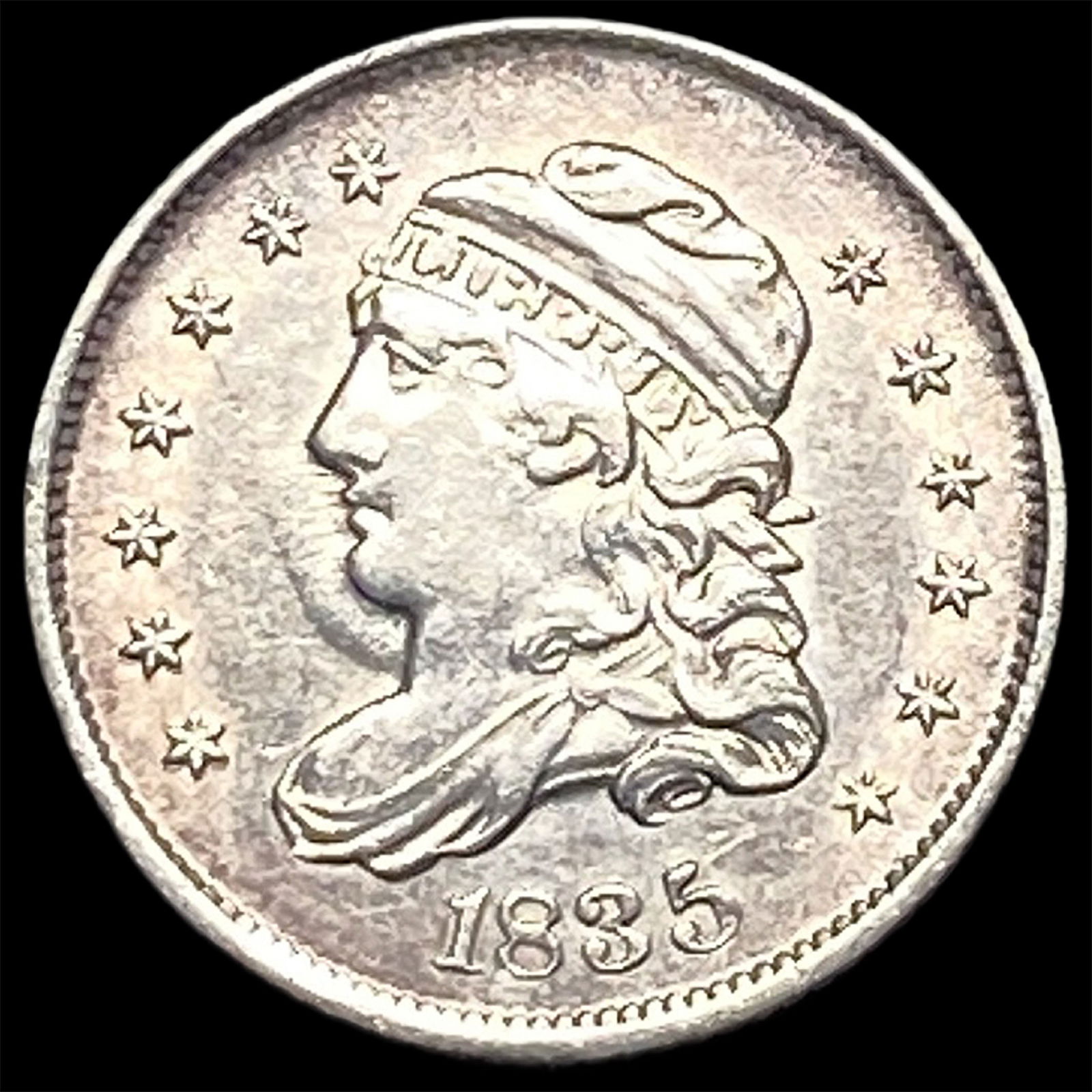 1835 Capped Bust Silver 5C Half Dime CHOICE AU: 1835 Capped Bust Silver 5C Half Dime CHOICE AU