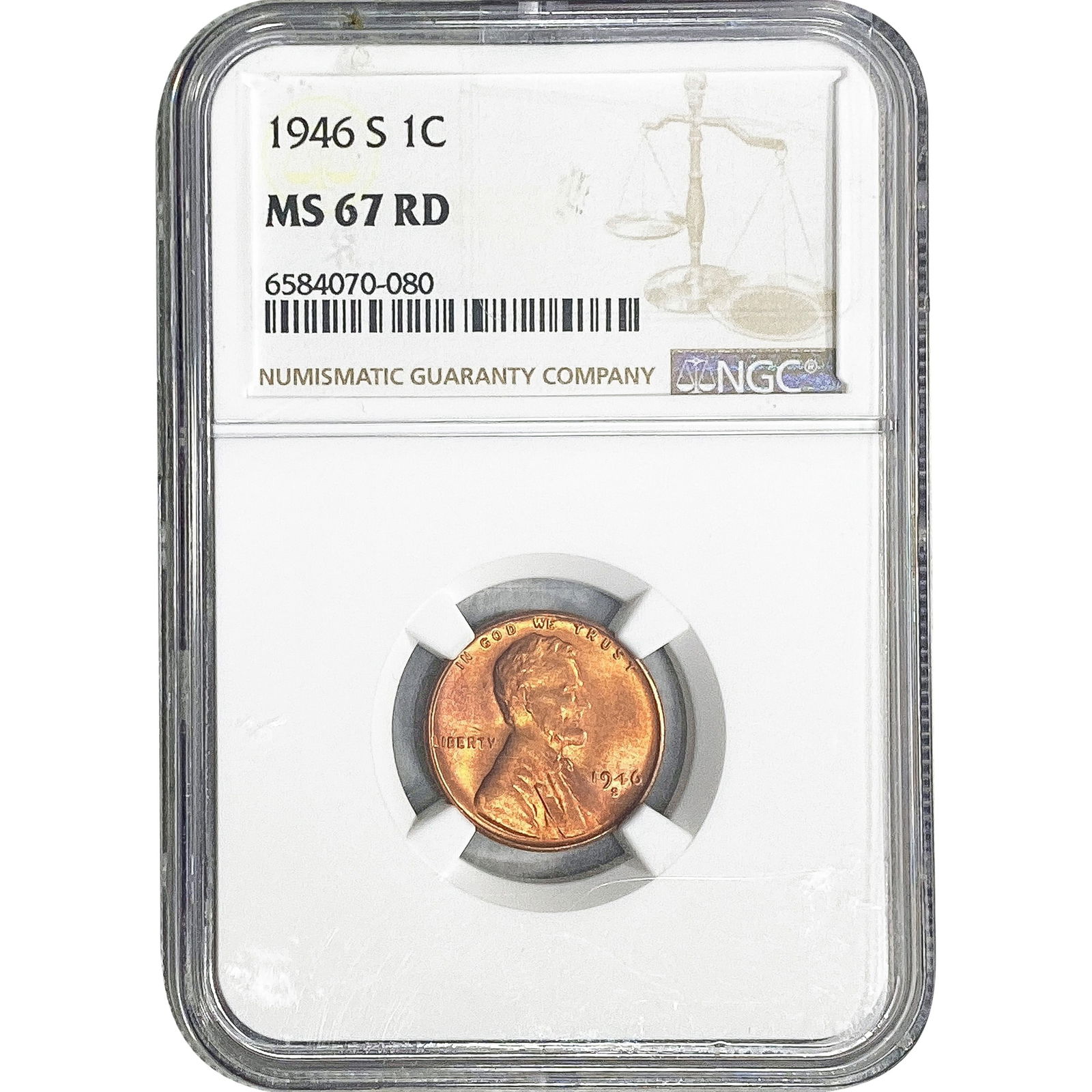 1946-S Wheat Cent NGC MS67 RD (1 of 2)
