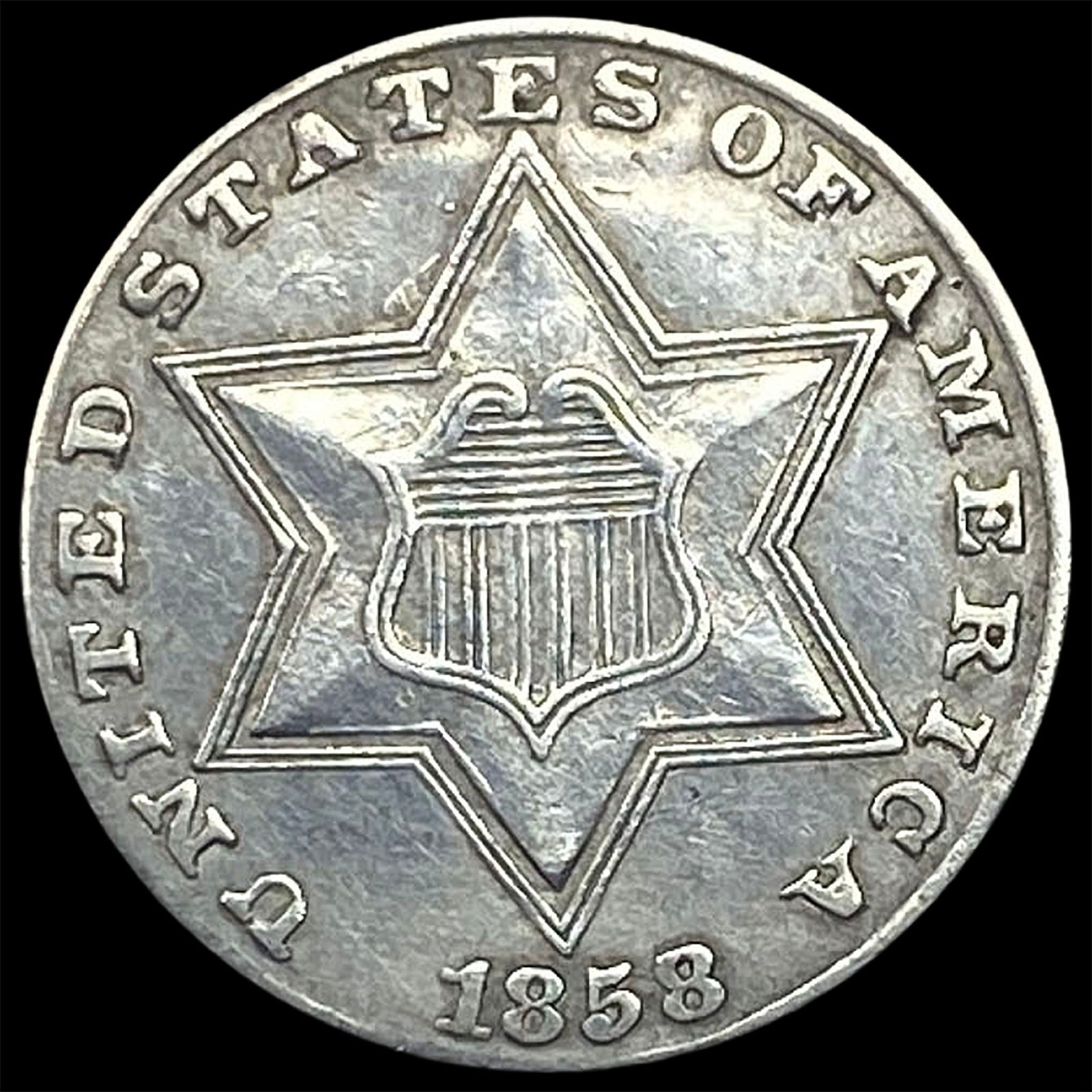 1858 Silver Three-Cent Piece HIGH GRADE (1 of 2)