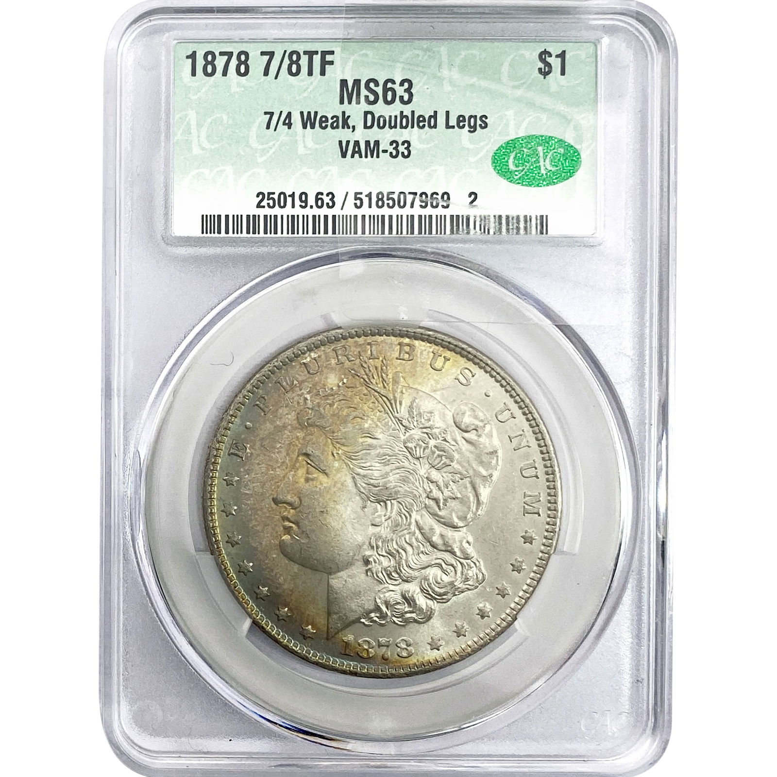 1878 7/8TF Morgan Silver Dollar CAC MS 63 (1 of 2)