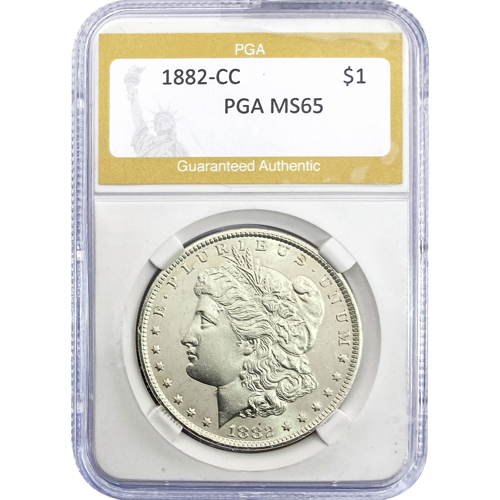 1882-CC Morgan Silver Dollar PGA MS65: 1882-CC Morgan Silver Dollar PGA MS65