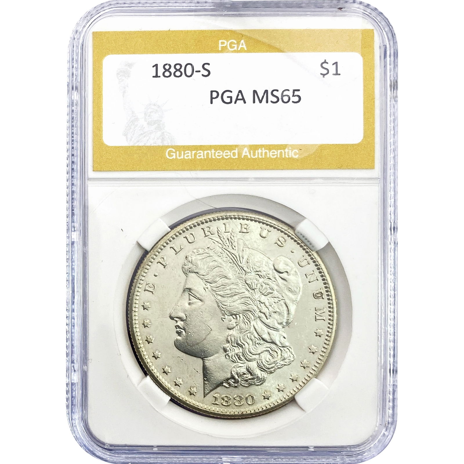 1880-S Morgan Silver Dollar PGA MS65: 1880-S Morgan Silver Dollar PGA MS65