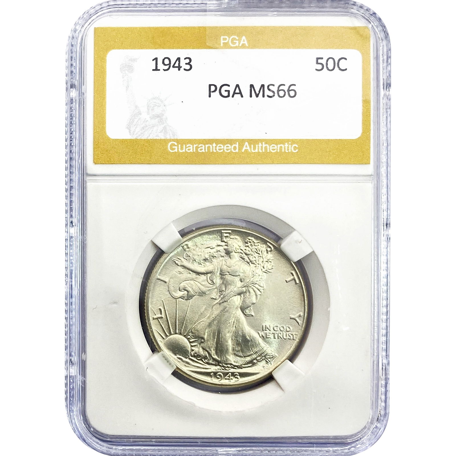1943 Walking Liberty Half Dollar PGA MS66: 1943 Walking Liberty Half Dollar PGA MS66