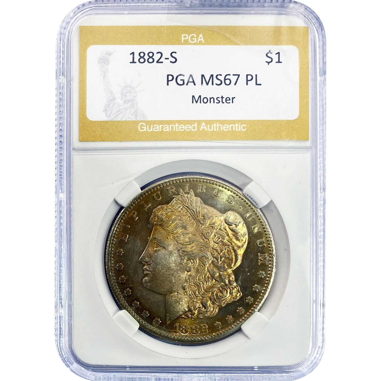 1882-S Morgan Silver Dollar PGA MS67 PL Monster: 1882-S Morgan Silver Dollar PGA MS67 PL Monster