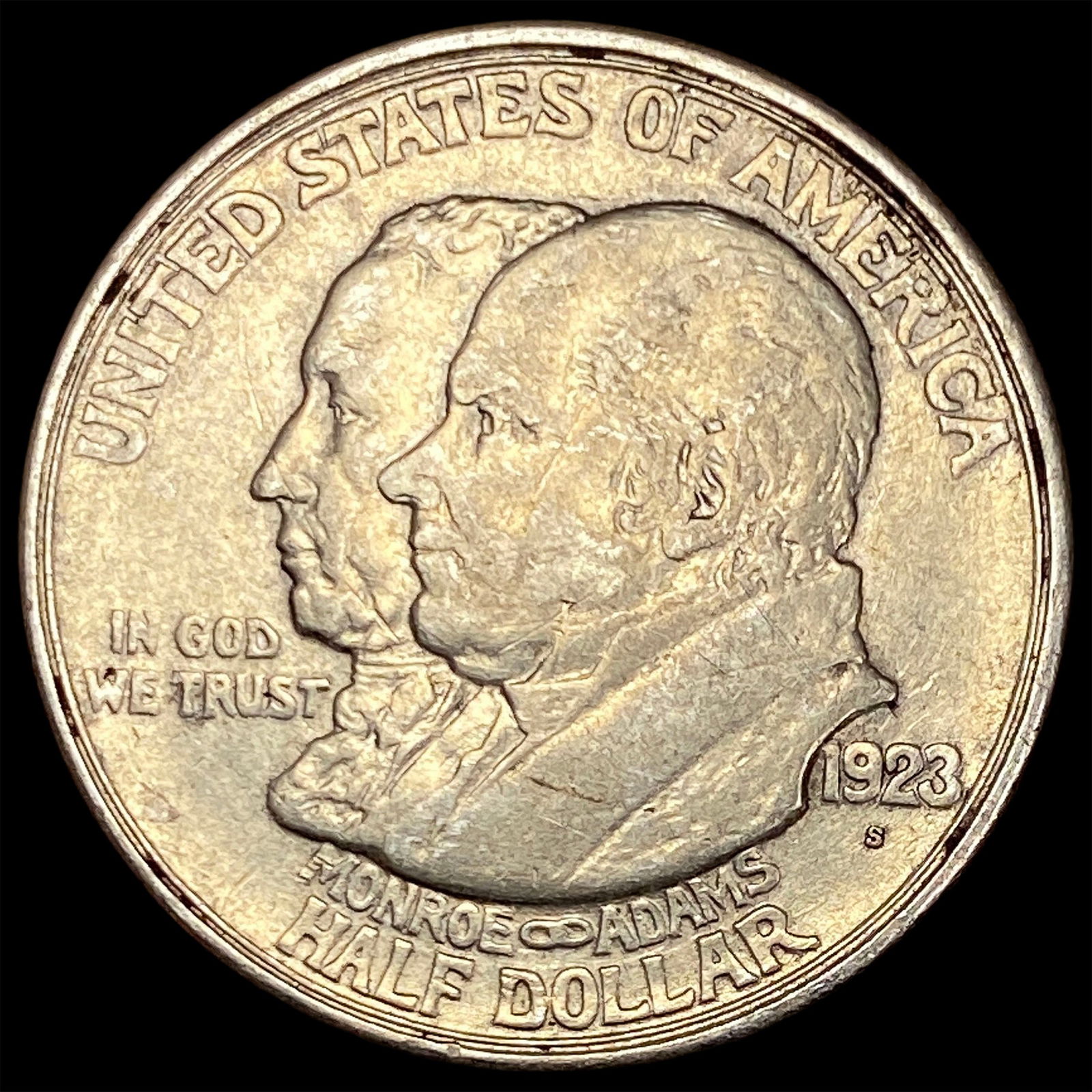 1923-S Silver Monroe Doctrine Centennial Half Dollar CLOSELY UNCIRCULATED: 1923-S Silver Monroe Doctrine Centennial Half Dollar CLOSELY UNCIRCULATED